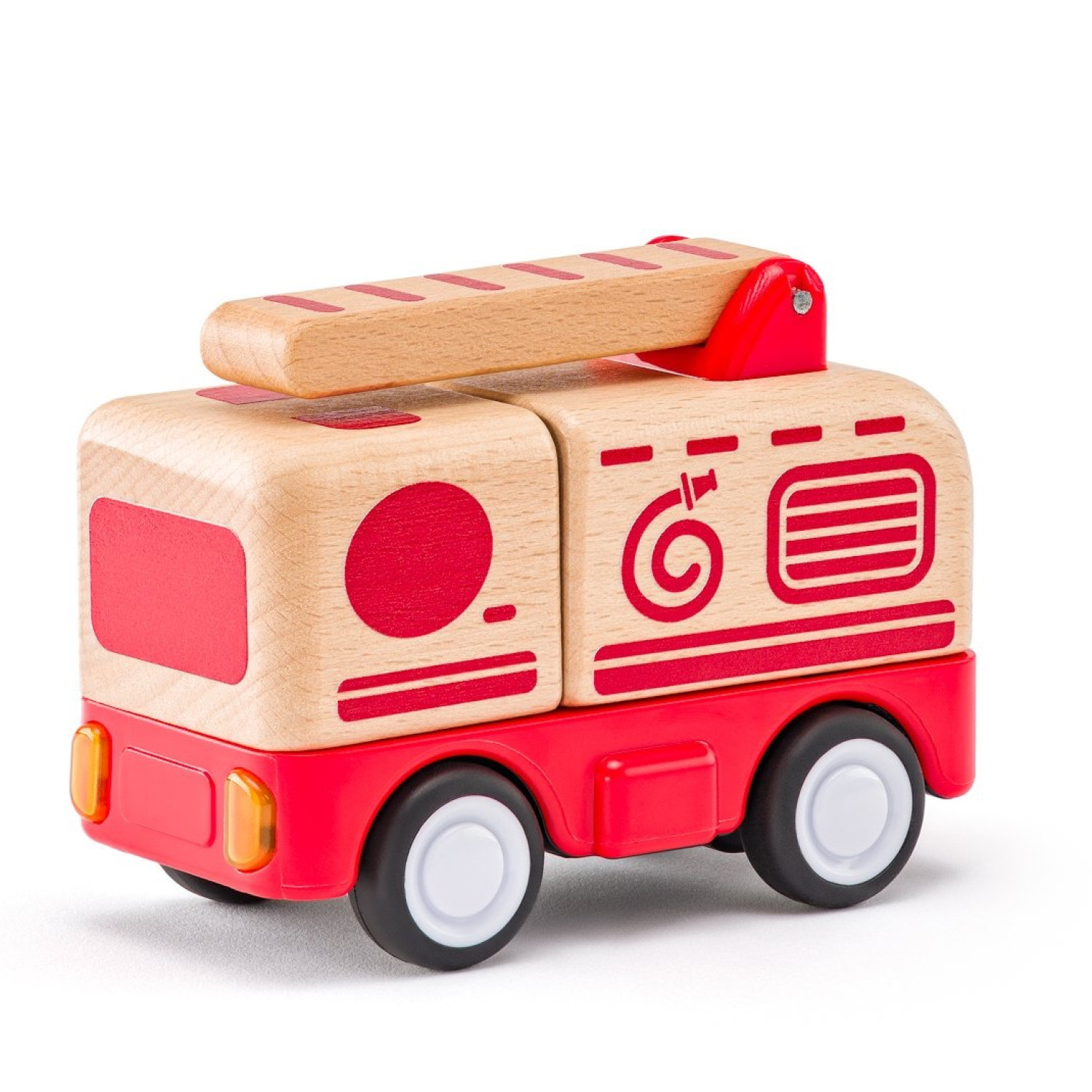 Wooden fire truck with sound and light Age:1+