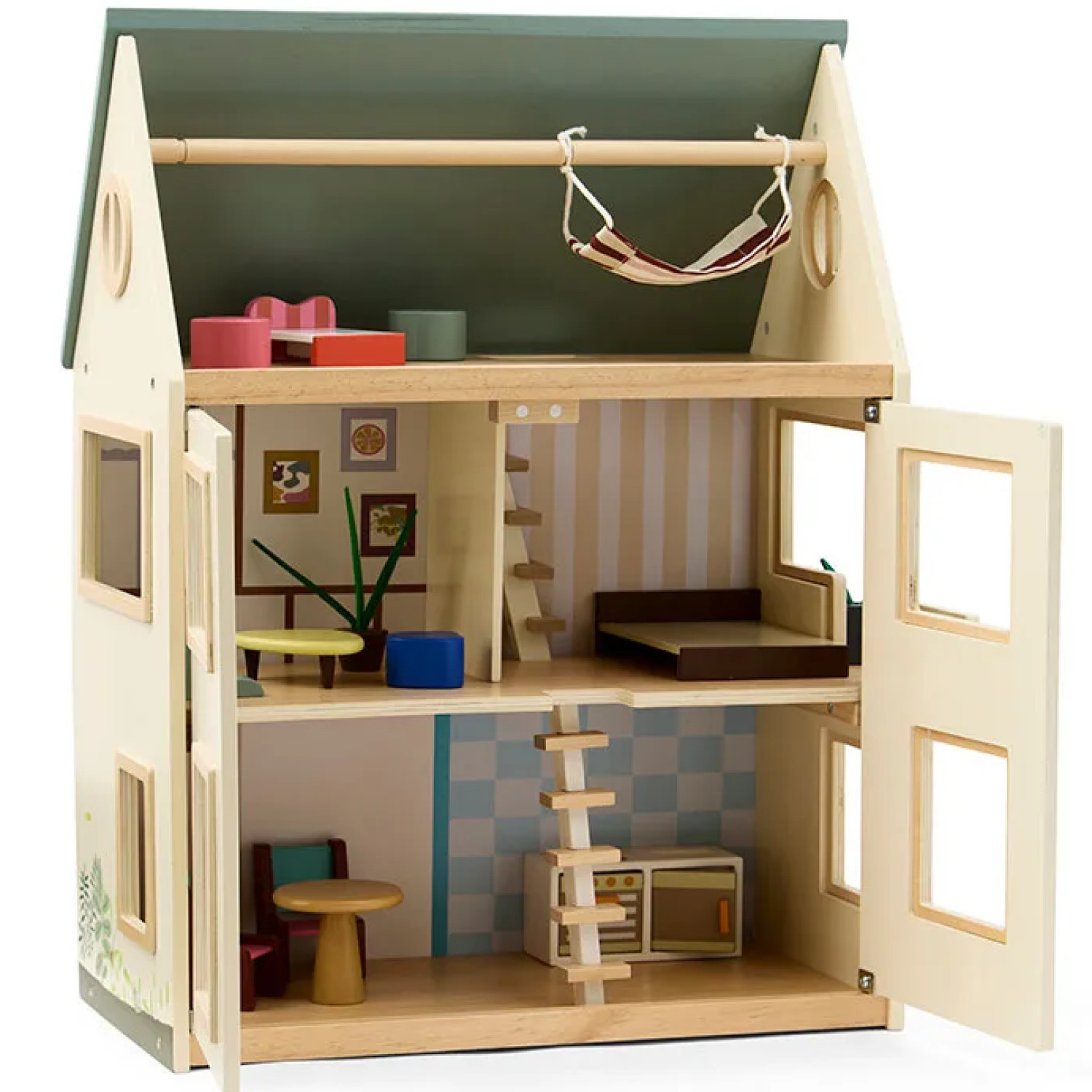 Дървена къща за кукли с мебели Swedish Design
Възраст: 2+
Размер: 45x26x61 см