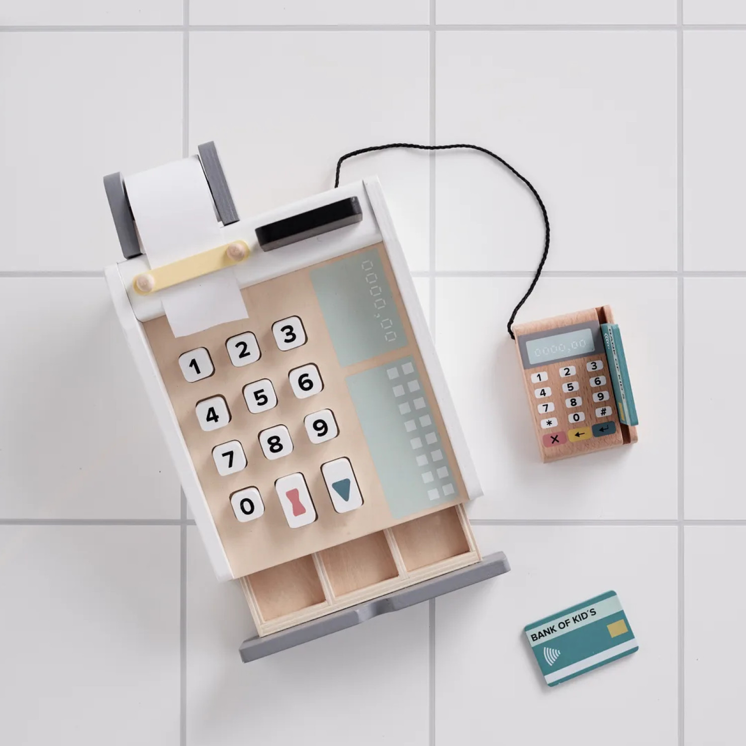 Wooden cash register Swedish Design Age: 3+ Size: 16.5x20x10 cm