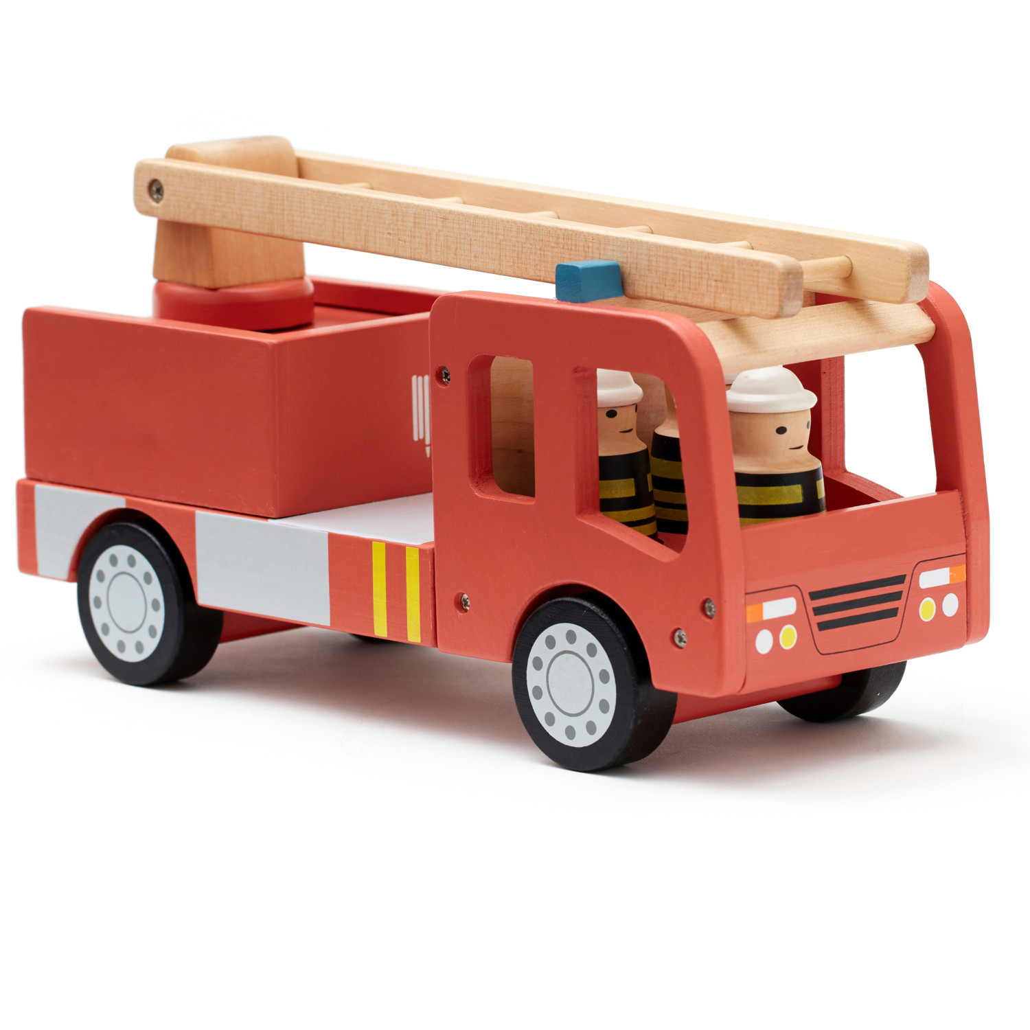Wooden fire truck with figures Swedish Design Age: 3+ Size: 30x11x16 cm