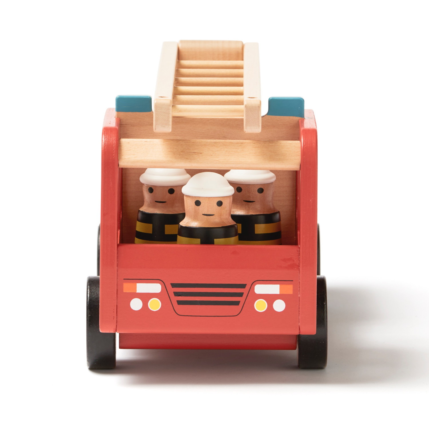 Wooden fire truck with figures Swedish Design Age: 3+ Size: 30x11x16 cm