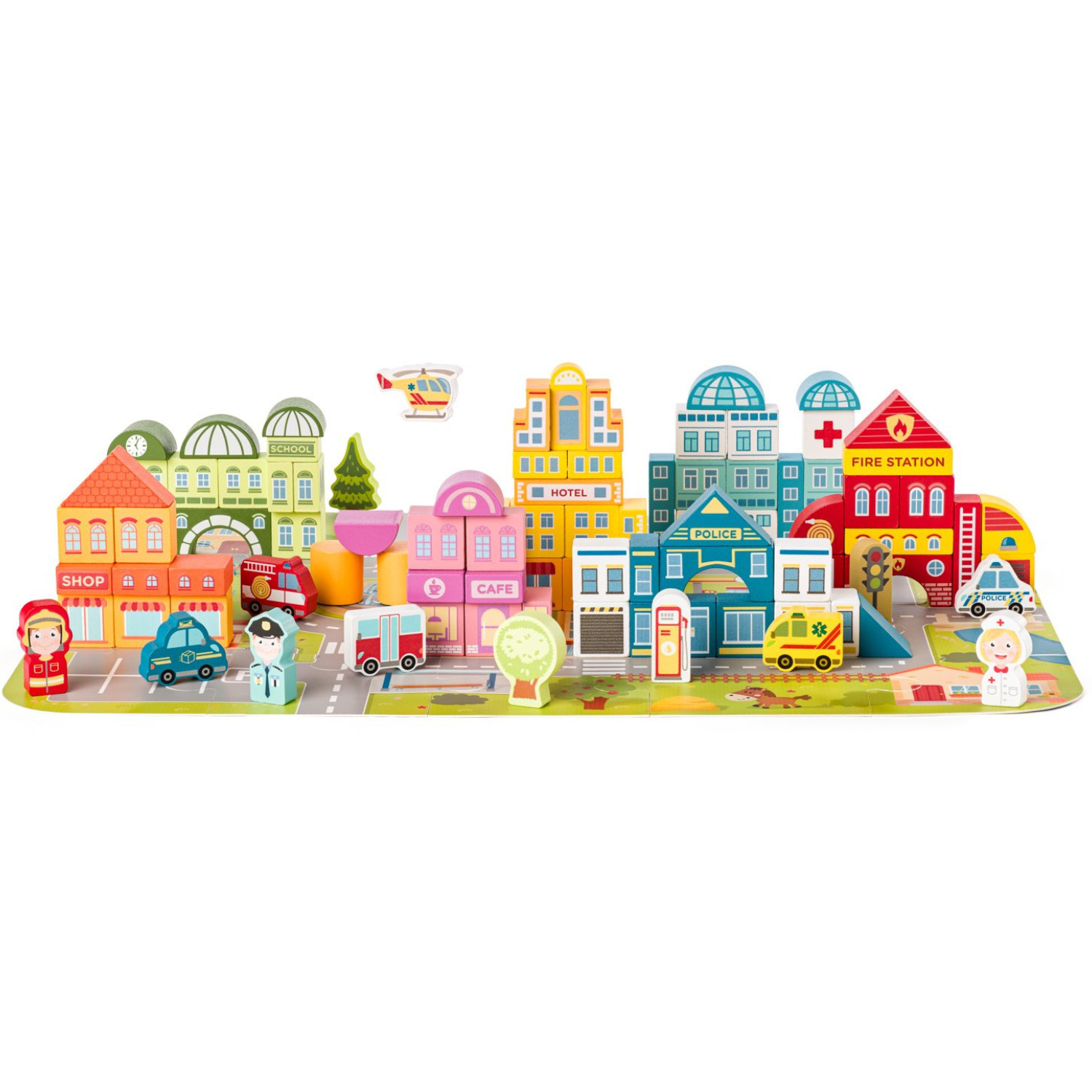 Wooden construction set Big City, 115 pieces Age: 2+ Number of pieces: 115