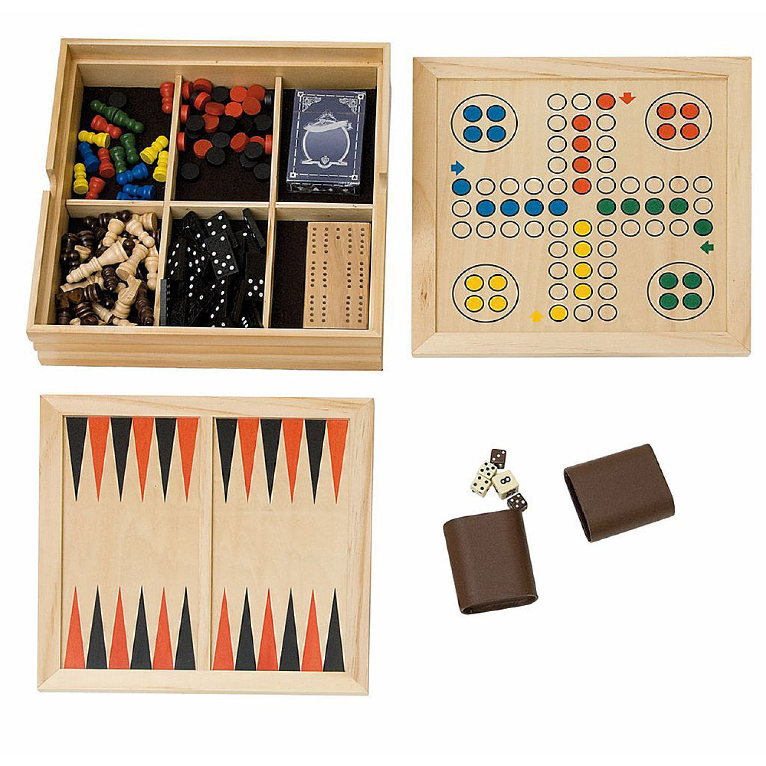 Wooden set of classic board games Age: 7+