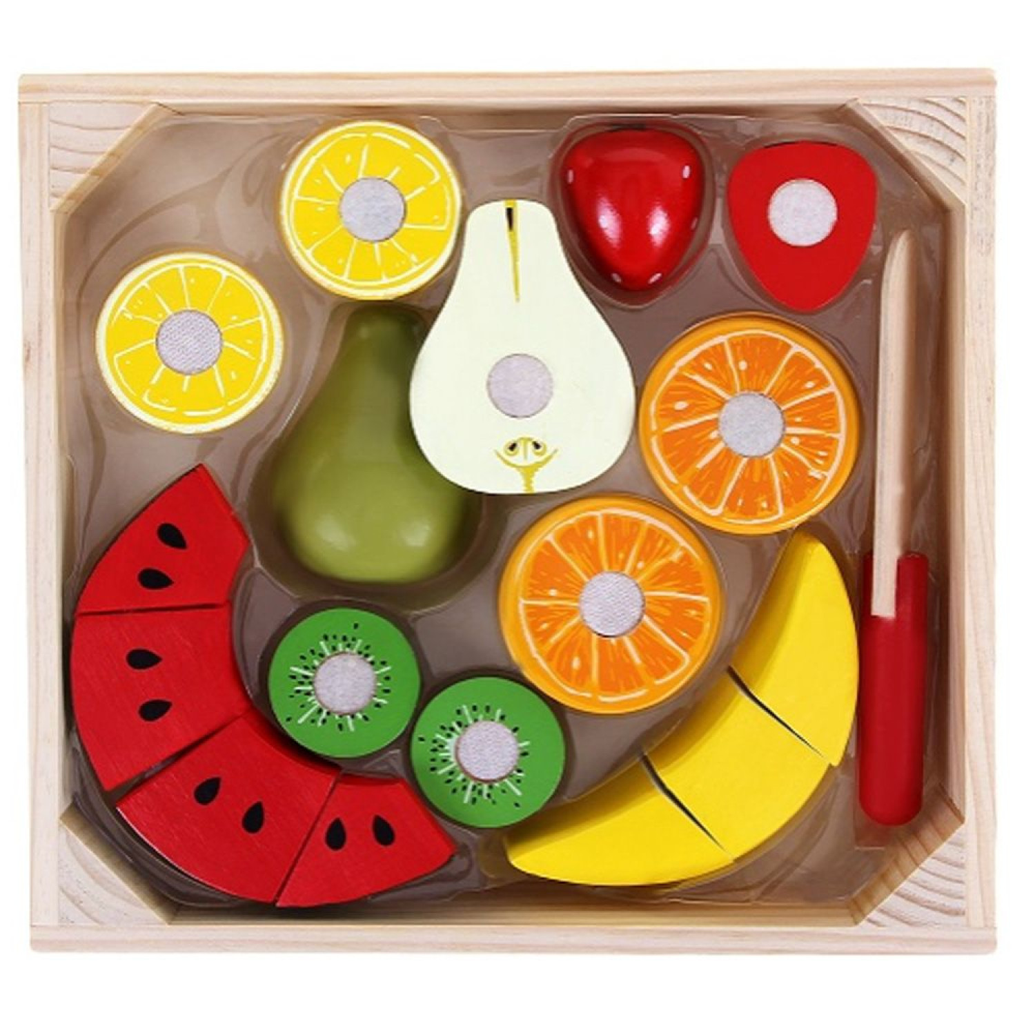 Wooden fruit for cutting in a crate Age: 2+