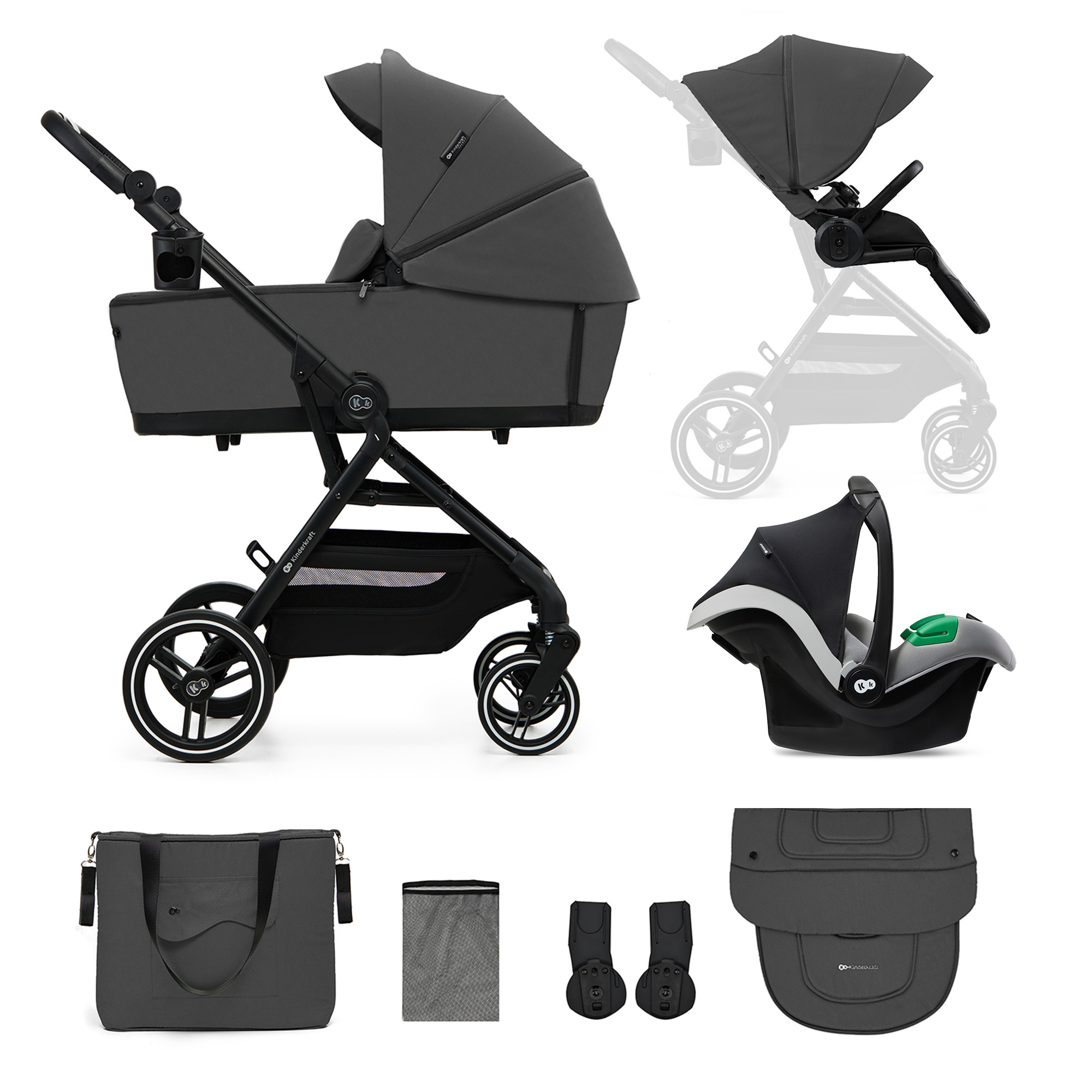 Kinderkraft YOXI baby stroller 3in1 MOONLIGHT GREY