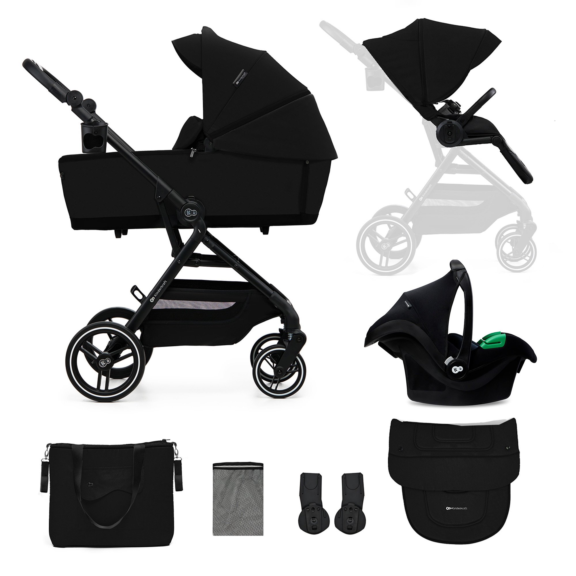 Kinderkraft YOXI baby stroller 3in1 PURE BLACK