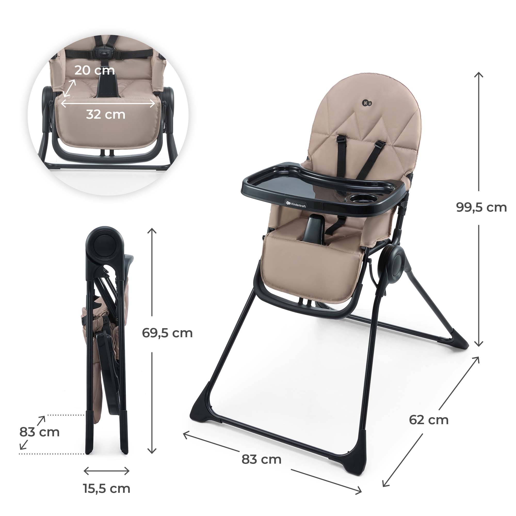 Kinderkraft BINCI high chair BEIGE