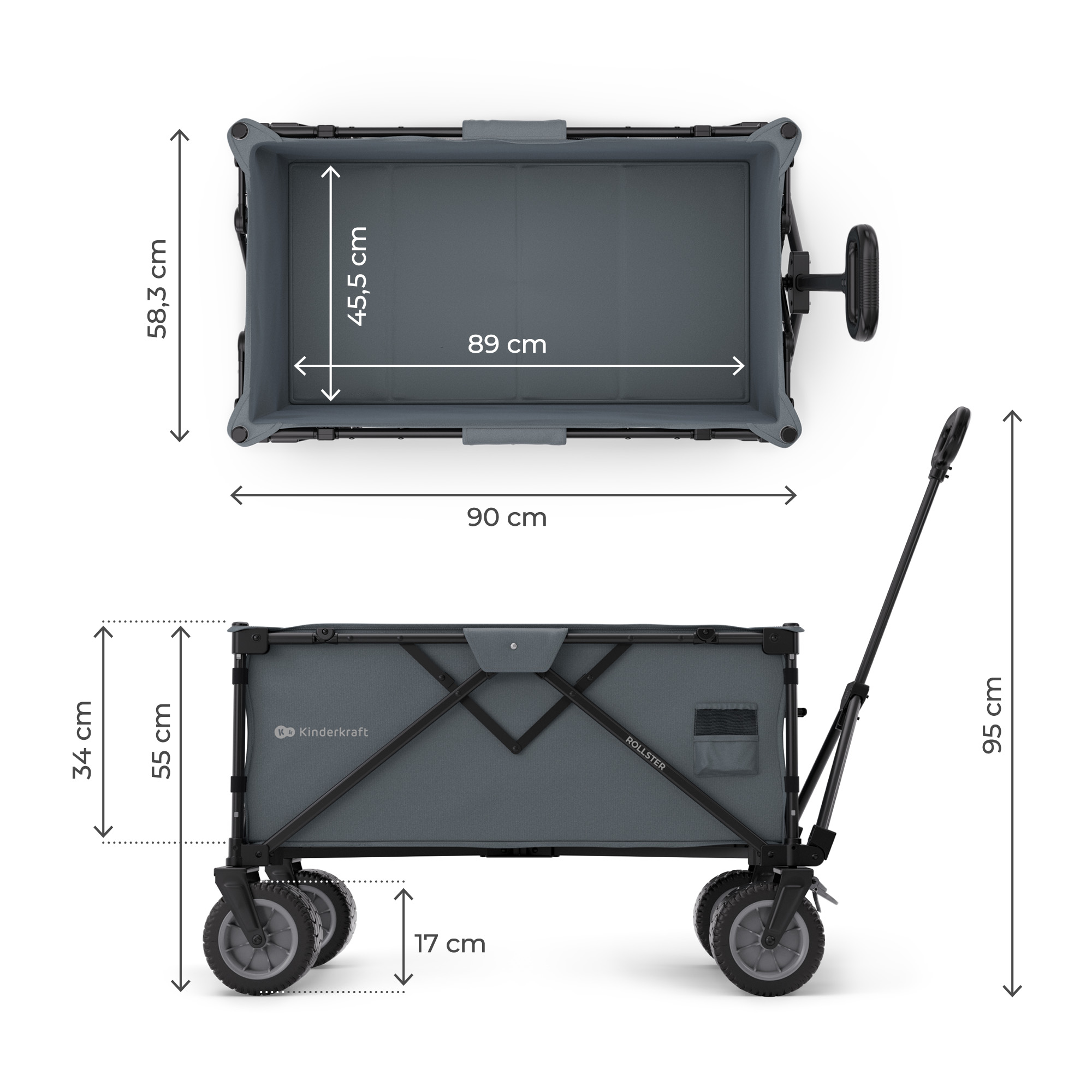 Kinderkraft Rollster сгъваема количка за деца ANTHRACITE