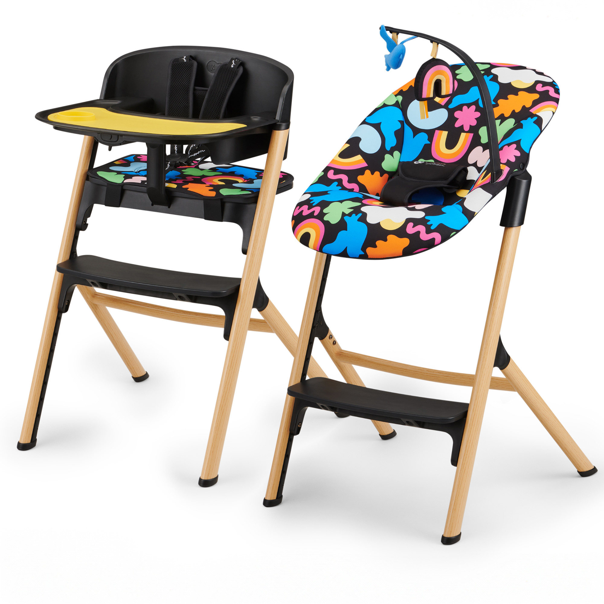 Kinderkraft LIVY high chair + CALMEE lounge chair HAPPY SHAPES
