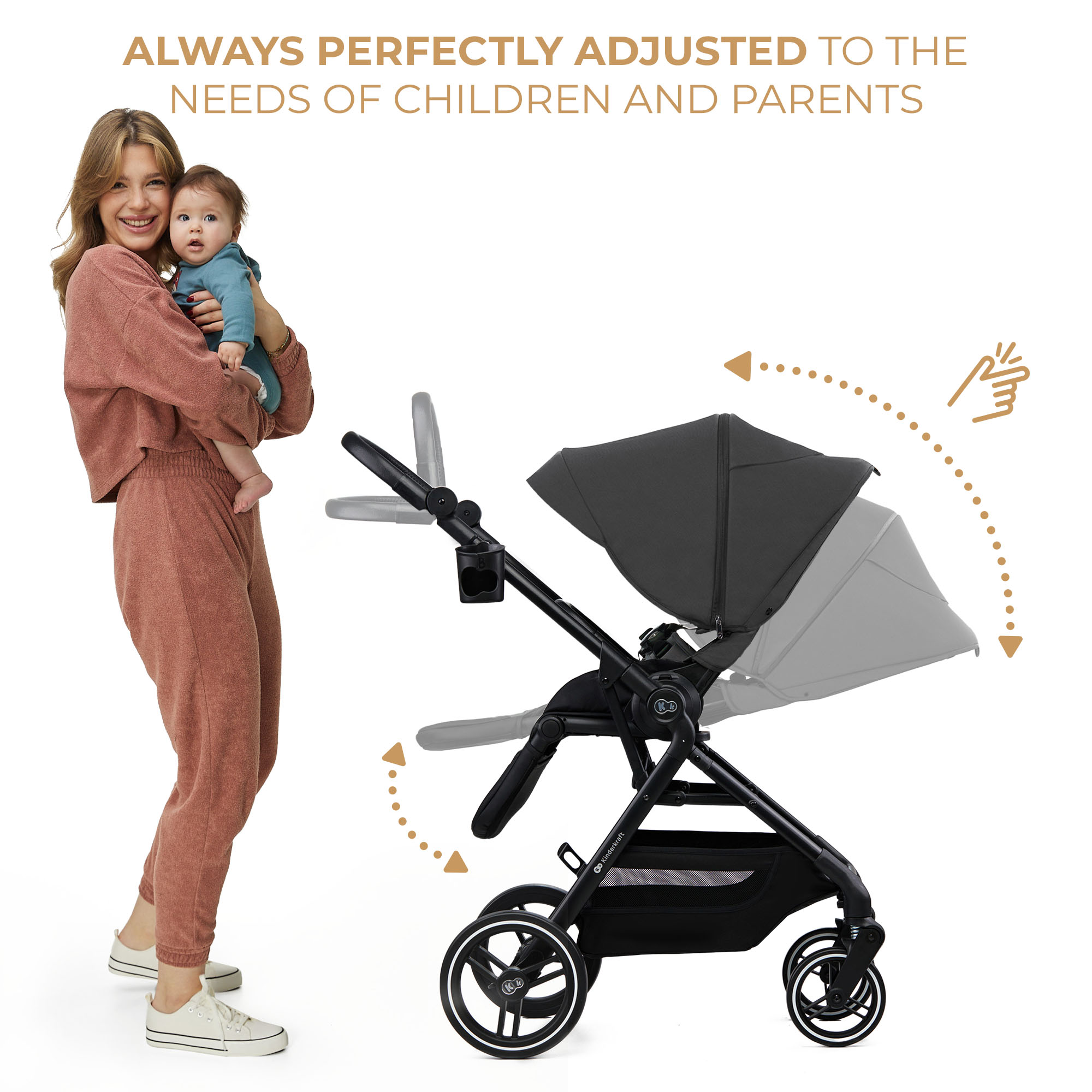 Kinderkraft YOXI baby stroller 3in1 MOONLIGHT GREY