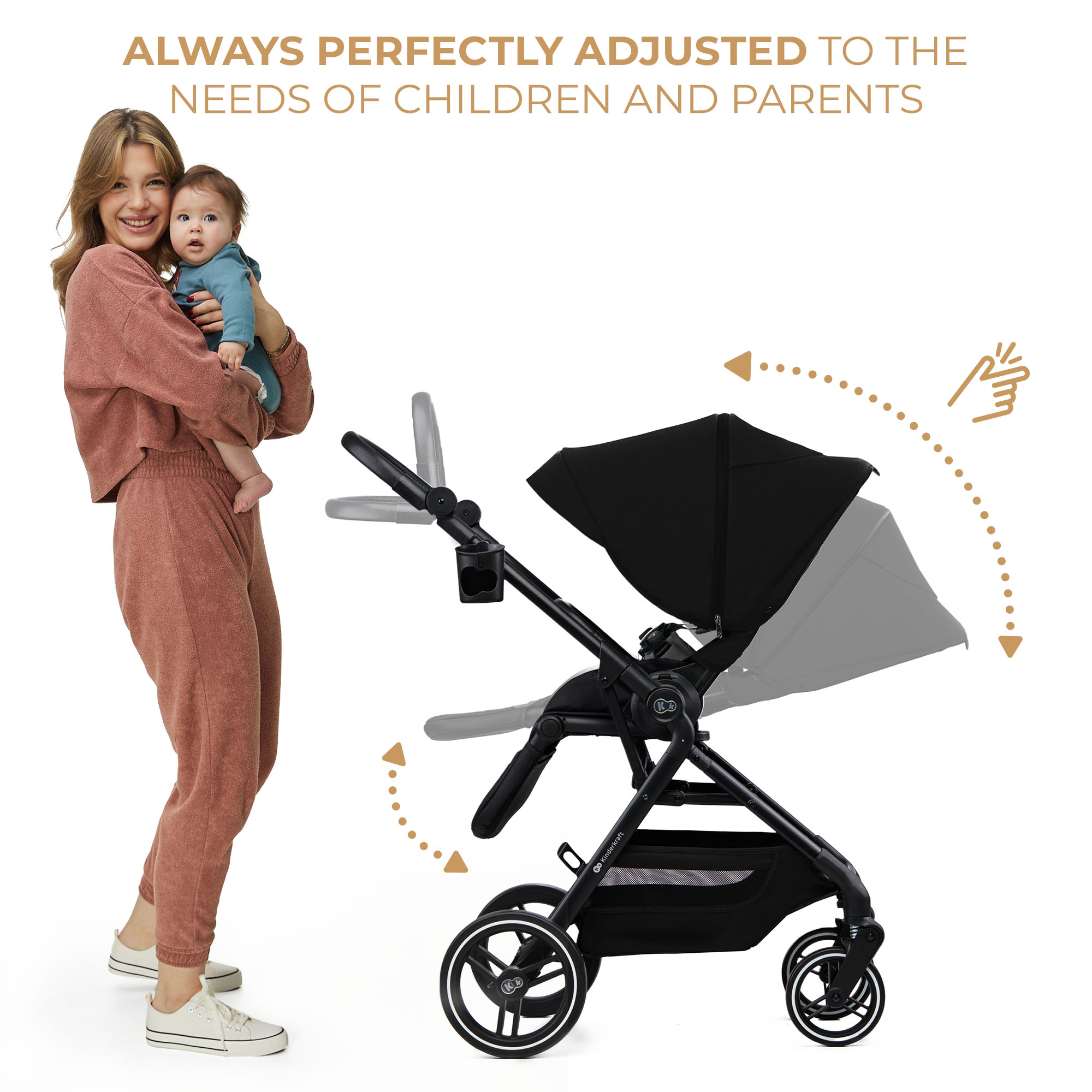 Kinderkraft YOXI baby stroller 3in1 PURE BLACK