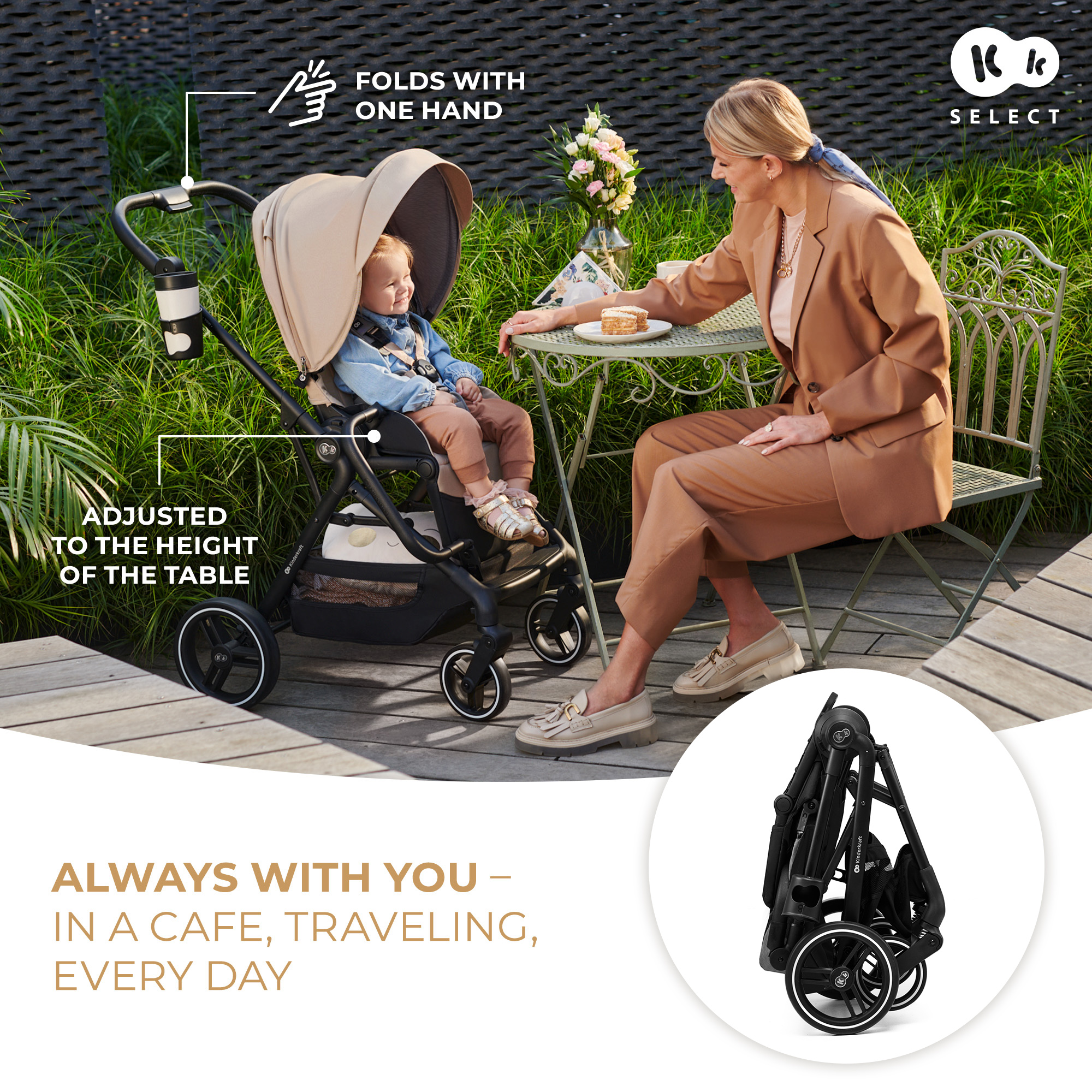 Kinderkraft YOXI baby stroller 3in1 PURE BLACK