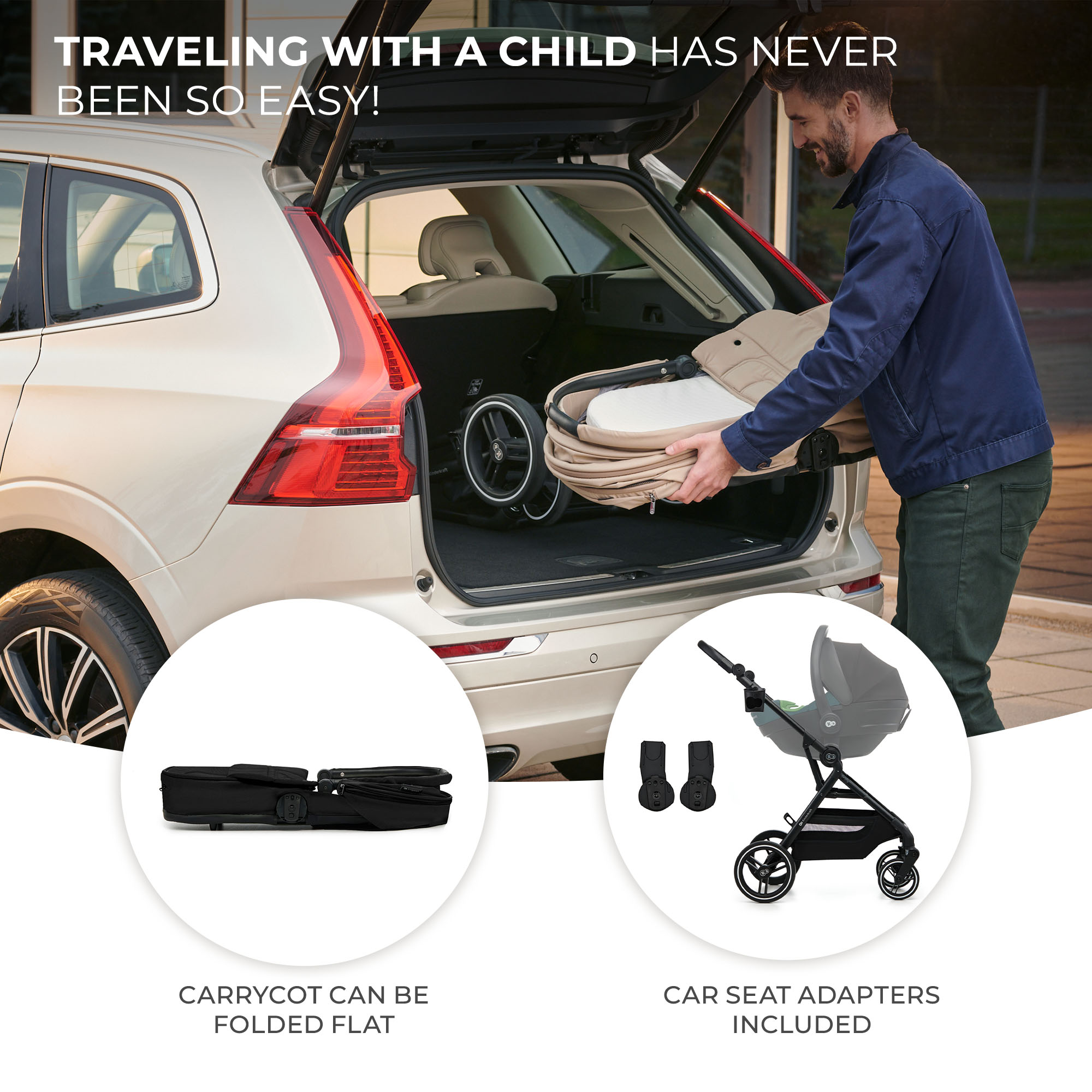Kinderkraft YOXI baby stroller 3in1 PURE BLACK