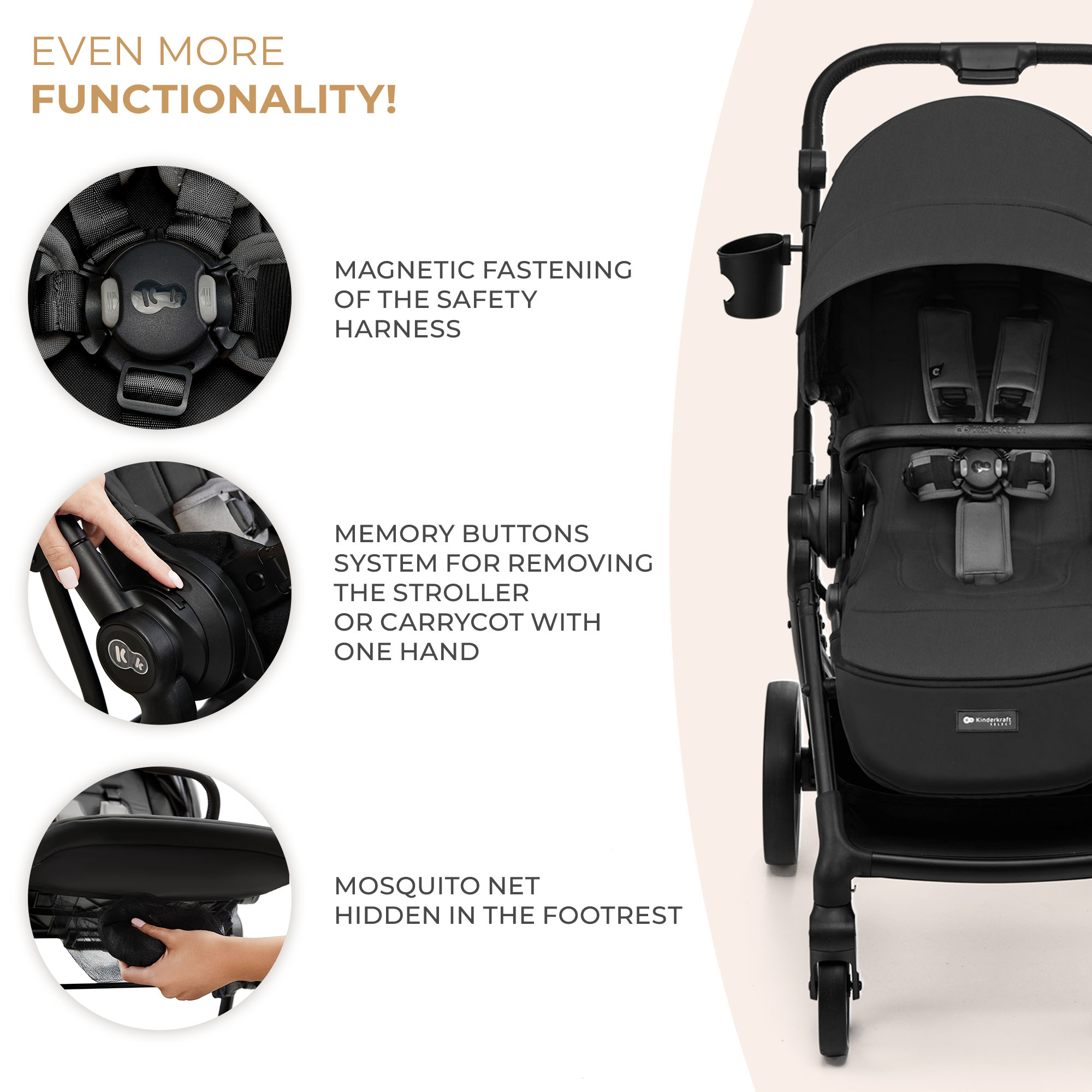 Kinderkraft YOXI baby stroller 3in1 MOONLIGHT GREY
