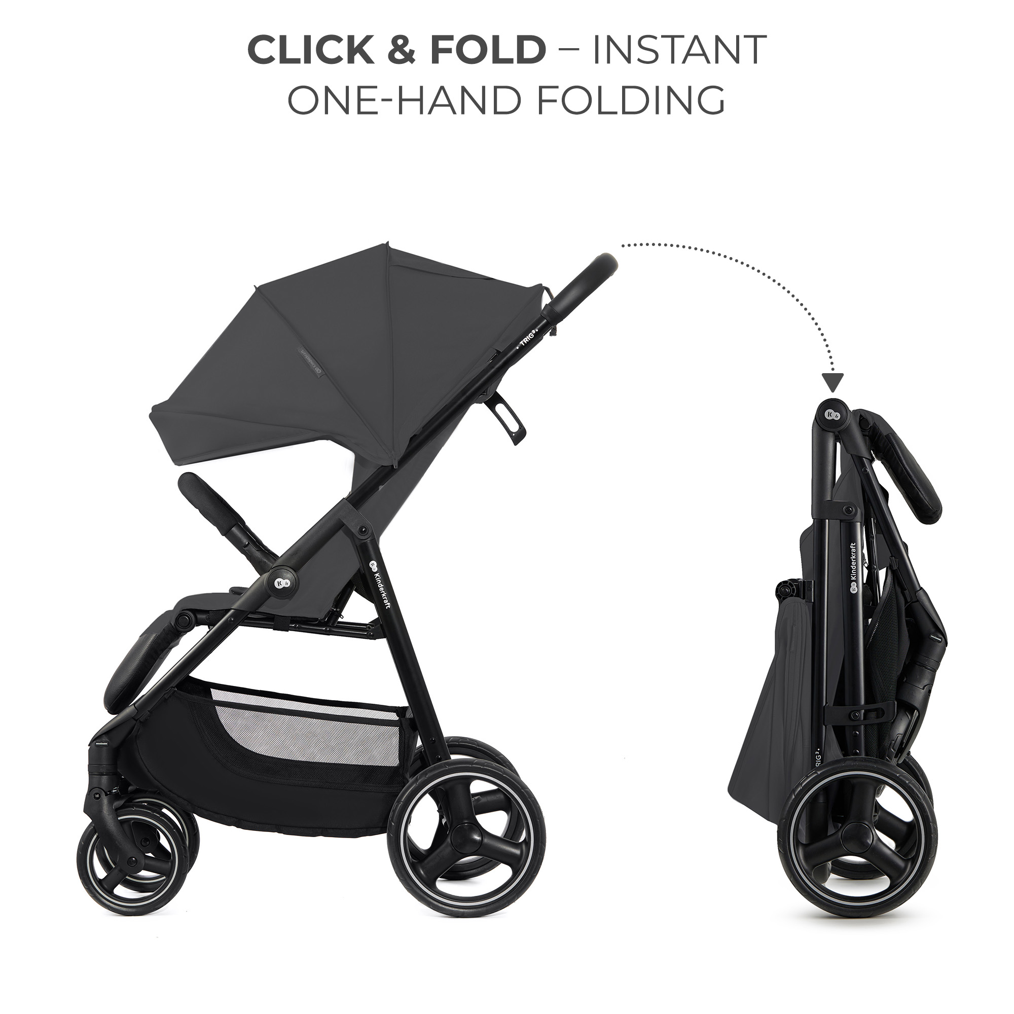 Kinderkraft TRIG 3 бебешка количка GLANITE GREY