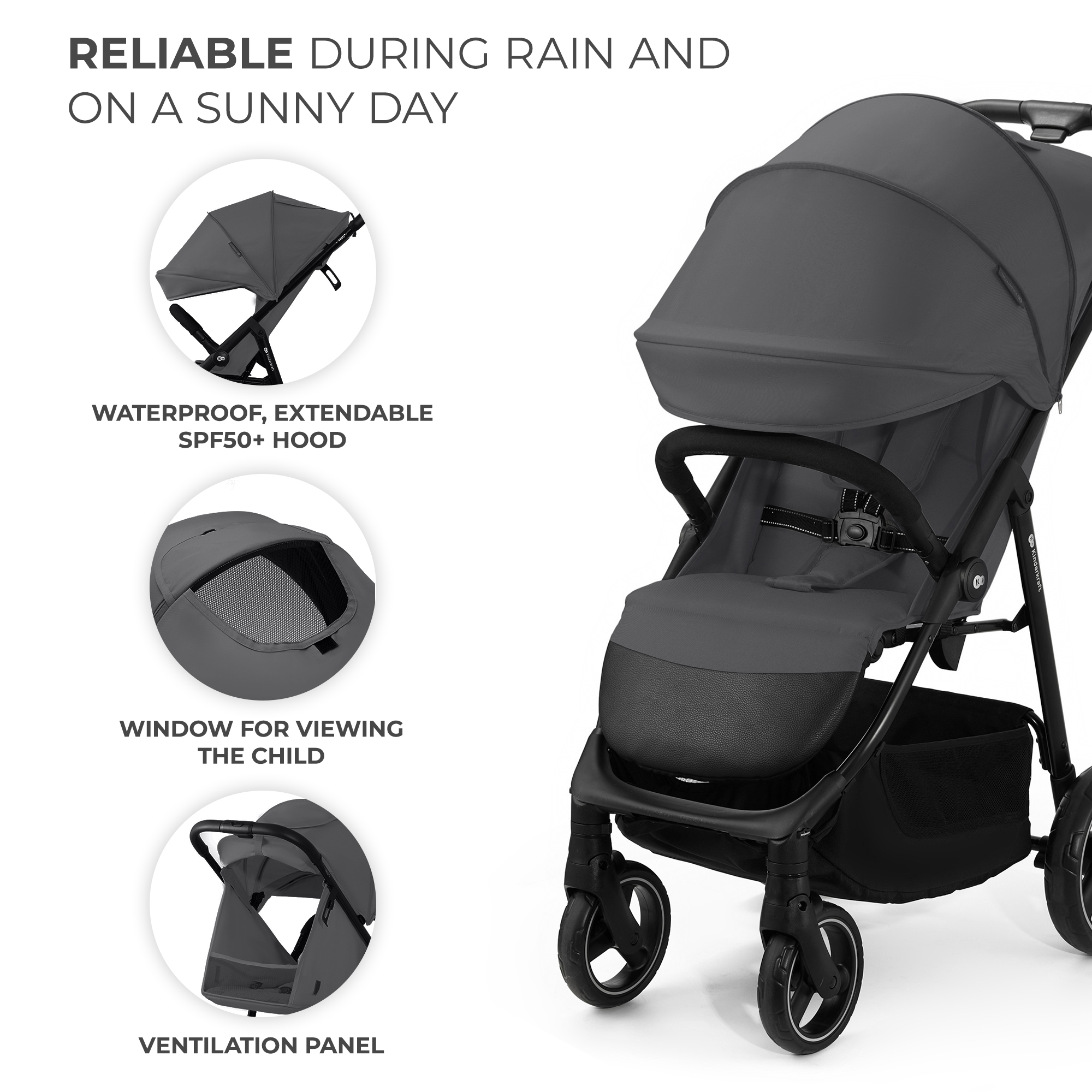 Kinderkraft TRIG 3 бебешка количка GLANITE GREY