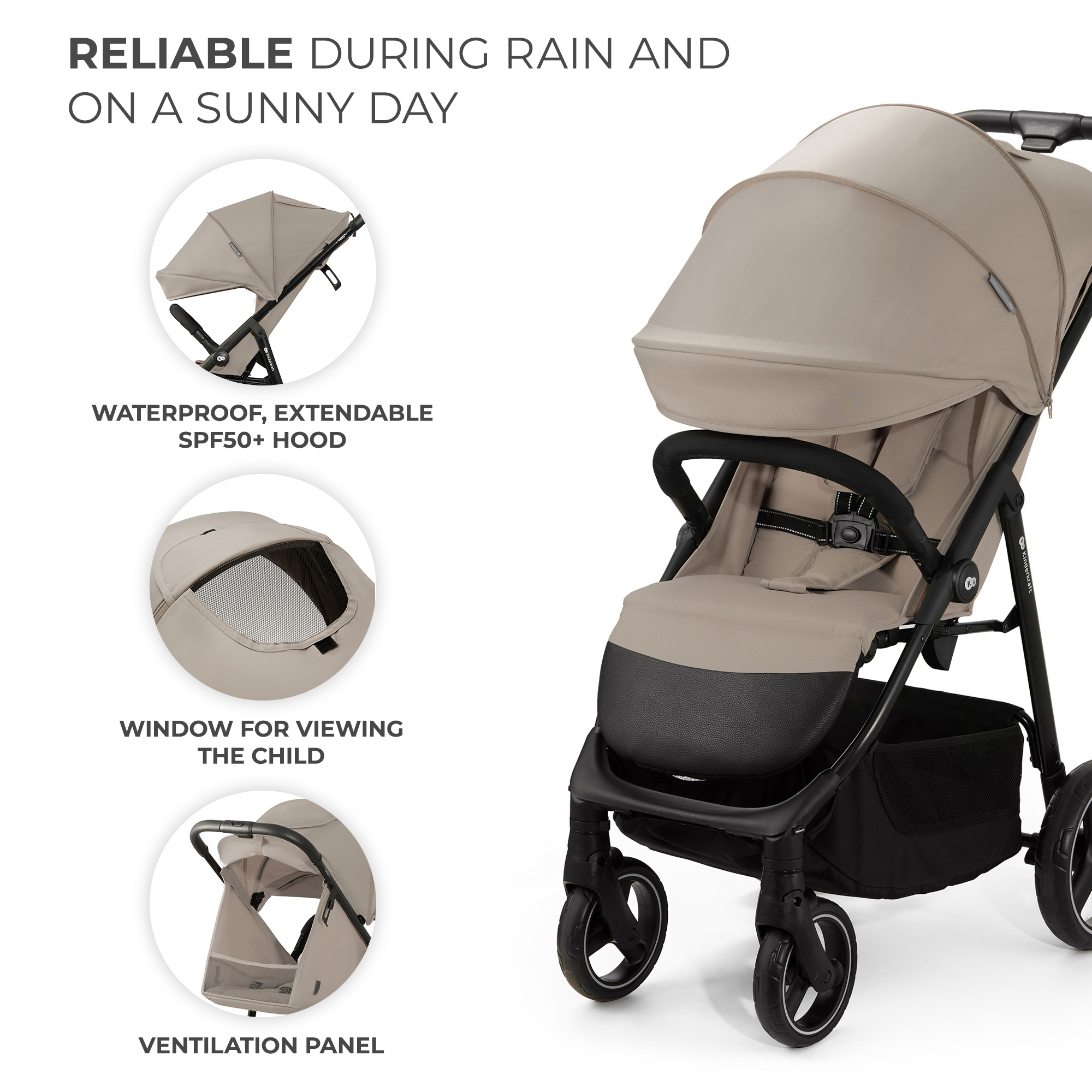 Kinderkraft TRIG 3 baby stroller STONE BEIGE