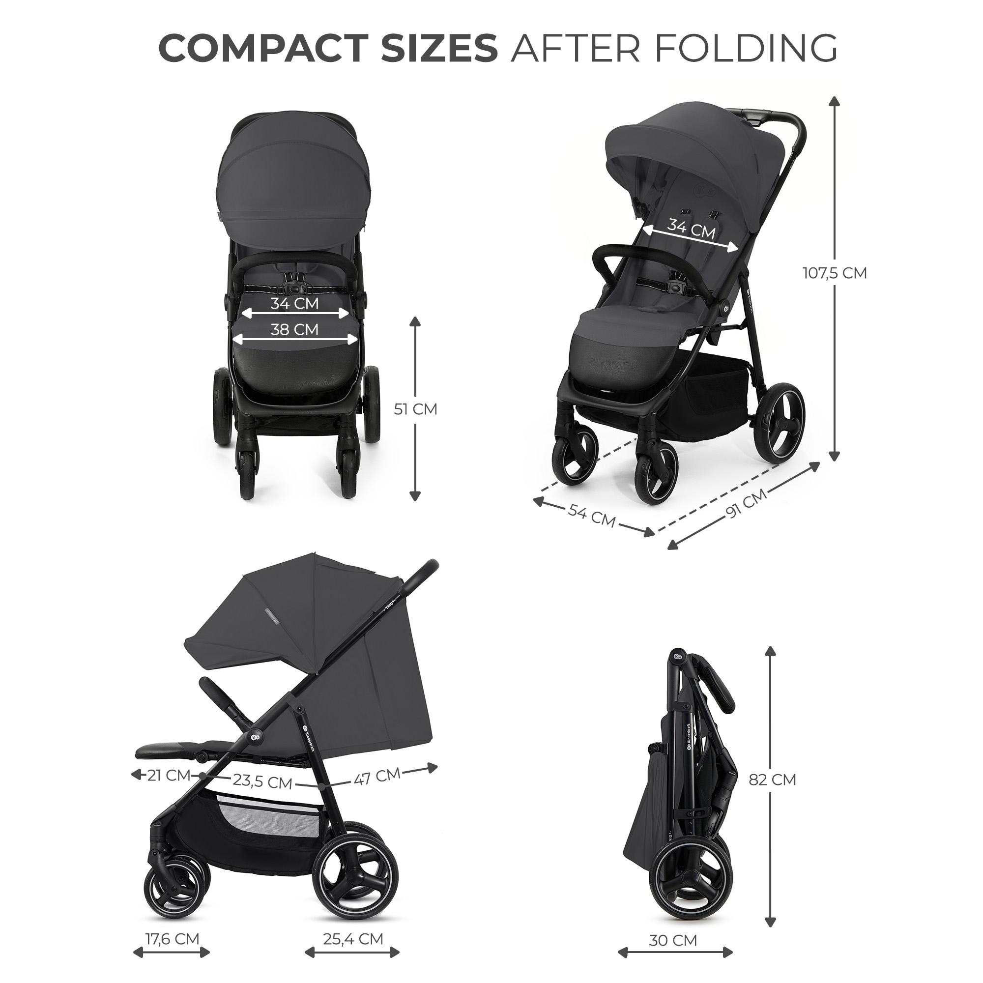 Kinderkraft TRIG 3 бебешка количка GLANITE GREY