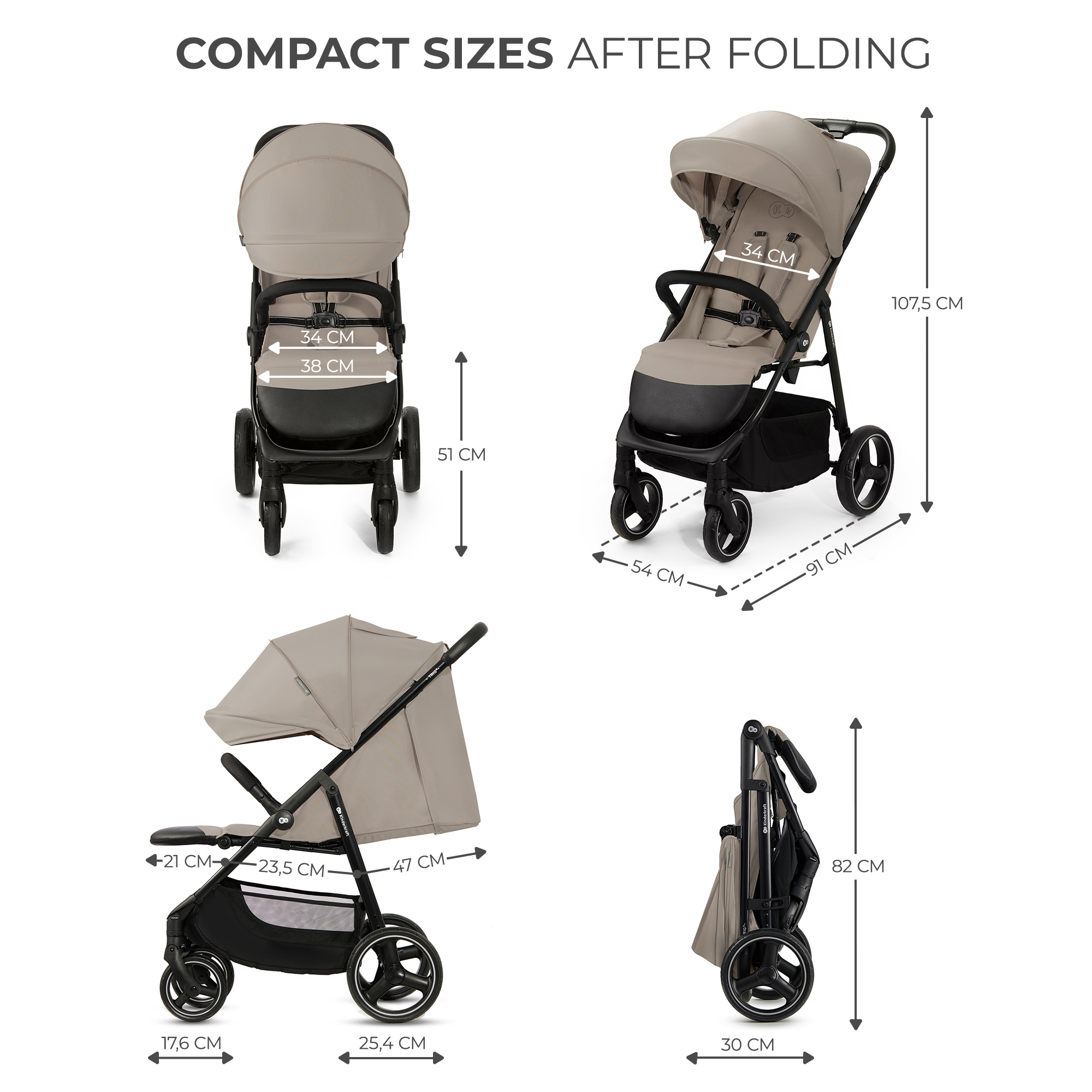 Kinderkraft TRIG 3 baby stroller STONE BEIGE