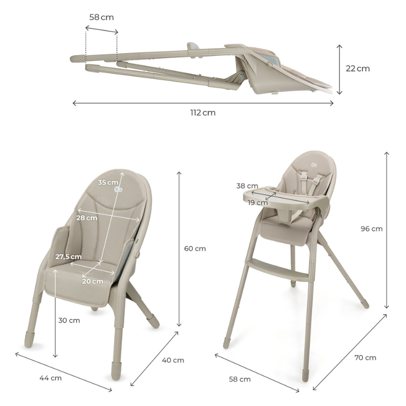 Kinderkraft DINNLY столче за хранене BEIGE