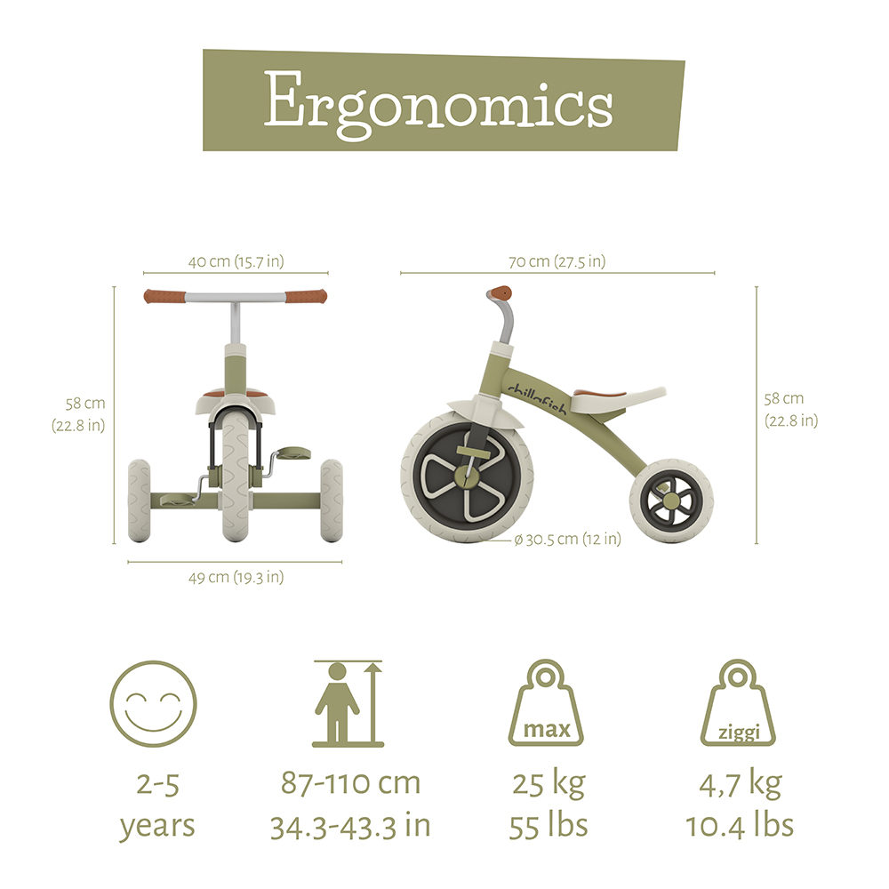 Chillafish Ziggi CPZG01OLI tricycle Olive