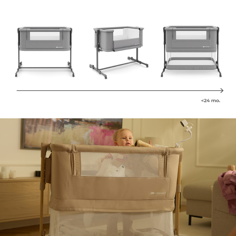 KinderKraft NESTE GROW 2 бебешка кошара DARK GREY