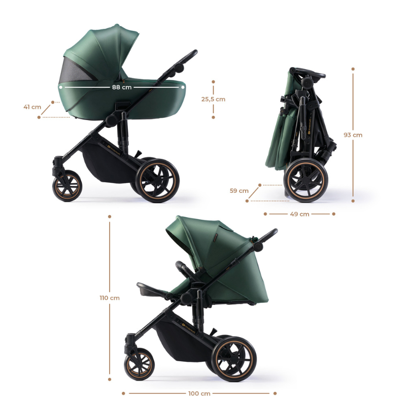 Kinderkraft Prime 2 бебешка количка 2в1 DARK GREEN