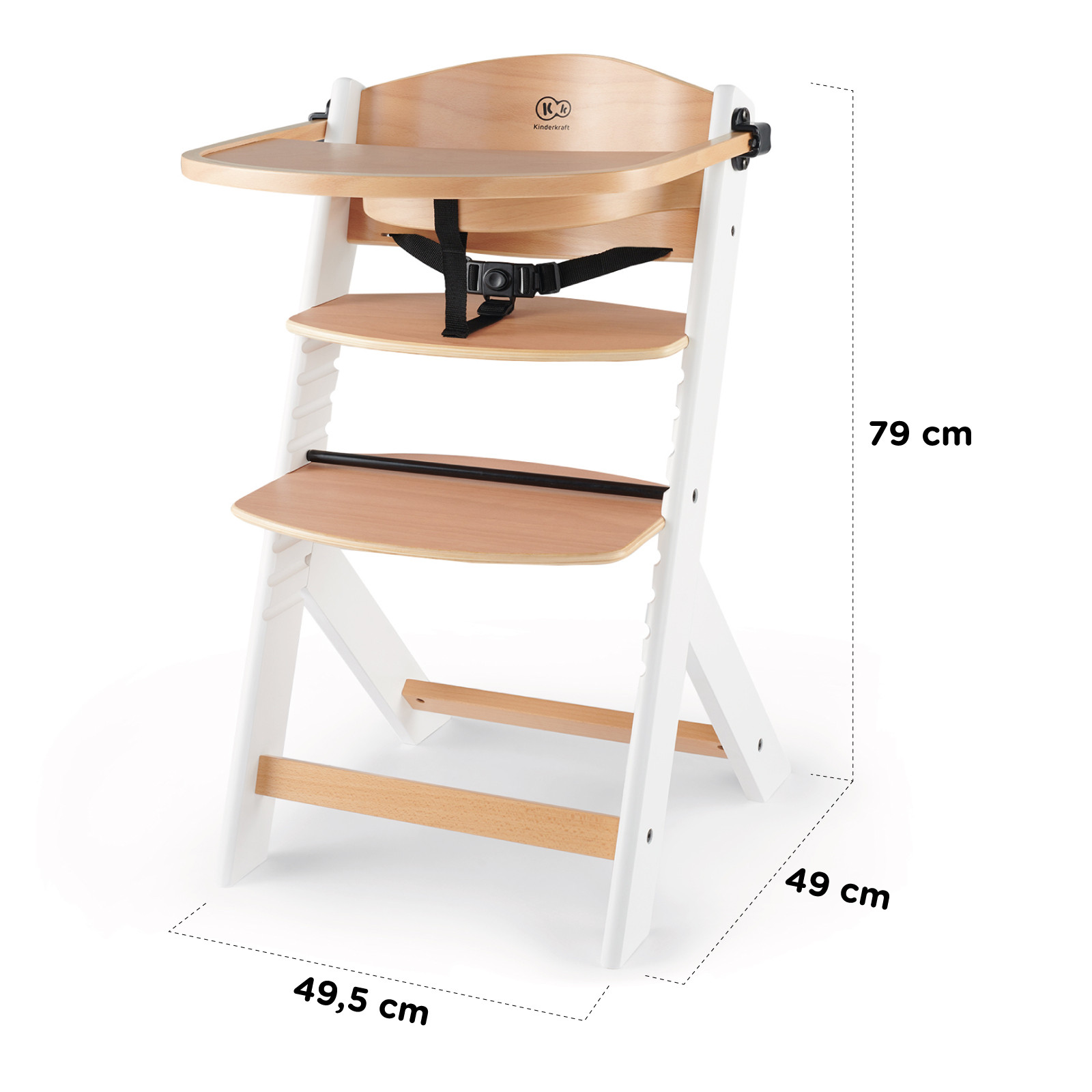 KinderKraft ENOCK high chair wooden/white legs KKKENOCWHT