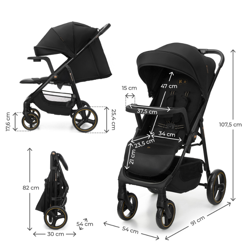 Kinderkraft TRIG 3 бебешка количка с табла ONYX BLACK