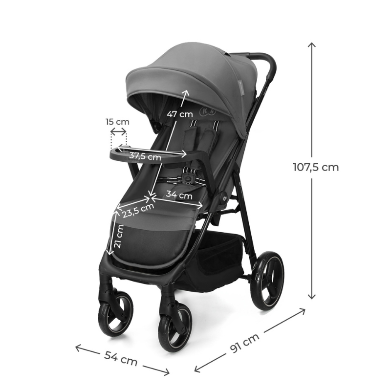 Kinderkraft TRIG 3 baby stroller with tray GRANITE GREY
