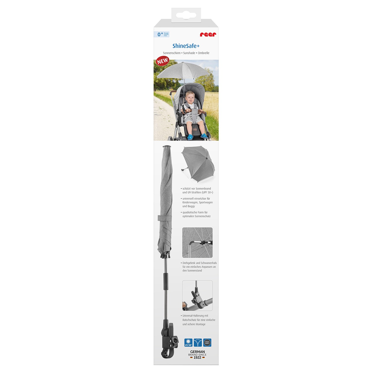 84181 Reer universal umbrella for stroller grey melange