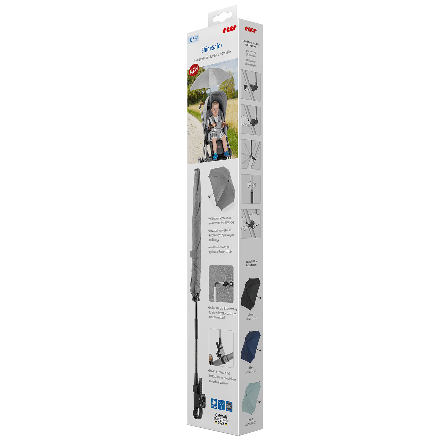 84181 Reer universal umbrella for stroller grey melange