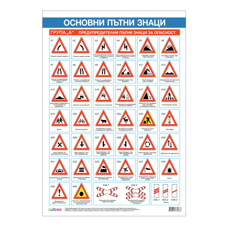 Cubos Ученическо табло Пътни знаци, 70 х 100 cm