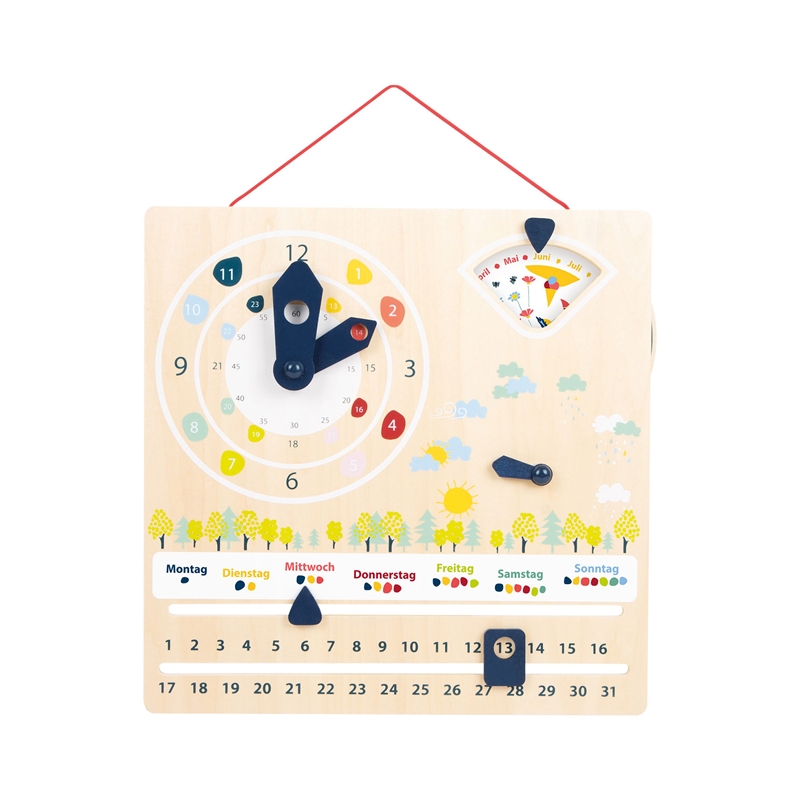 Small Foot Calendar and clock, wooden