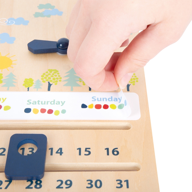 Small Foot Calendar and clock, wooden