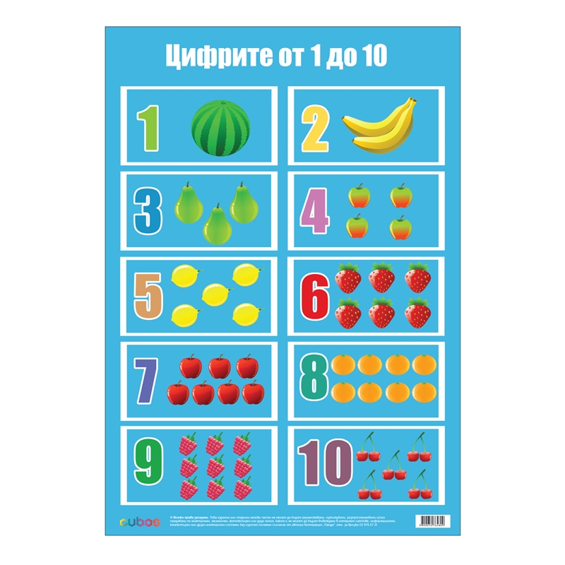 Cubos Ученическо табло Цифрите от 1 до 10, ламинирано, 50 x 70 cm