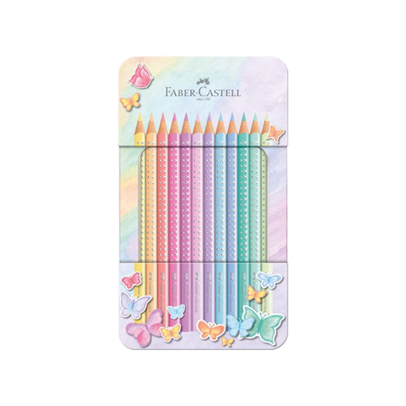 Faber-Castell Моливи Sparkle, 12 пастелни цвята, в метална кутия
