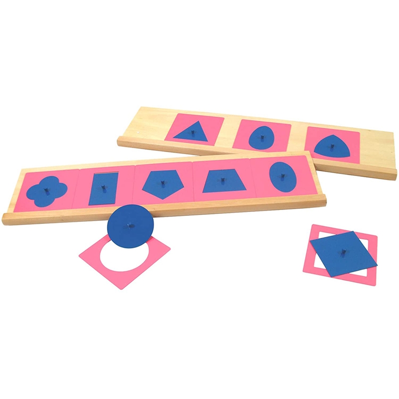 Set of geometric shapes, metallic, blue with pink frames