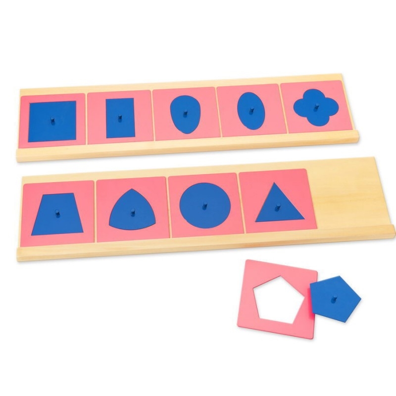 Set of geometric shapes, metallic, blue with pink frames