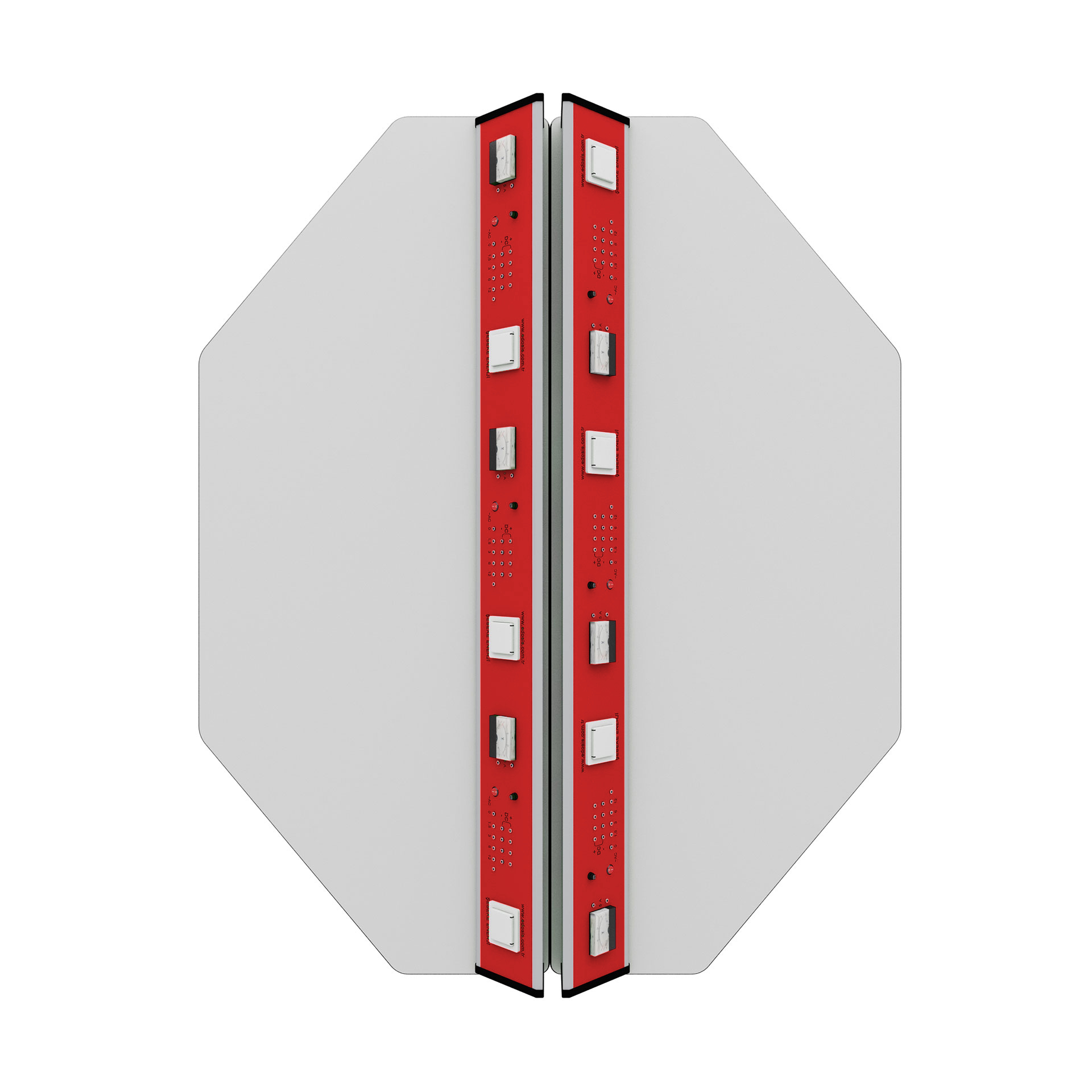 RFG Лабораторна маса по физика Hexa, над VII клас, 1700 х 1400 х 750 mm, червено-бяла