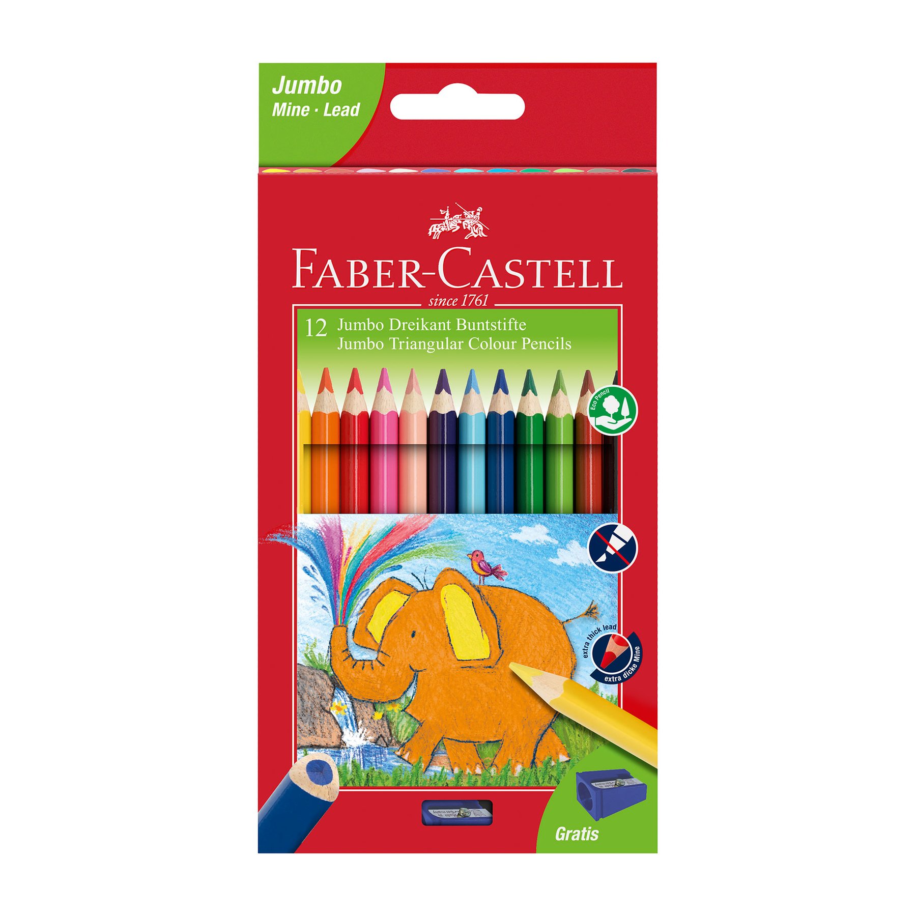 Faber-Castell Triangular Jumbo Pencils, 12 colors
