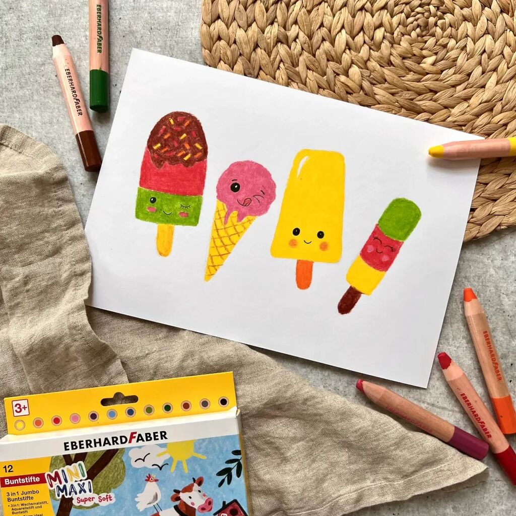 Eberhard Faber Colored Pencils Mini - Maxi, 3 in 1, Jumbo, 12 colors