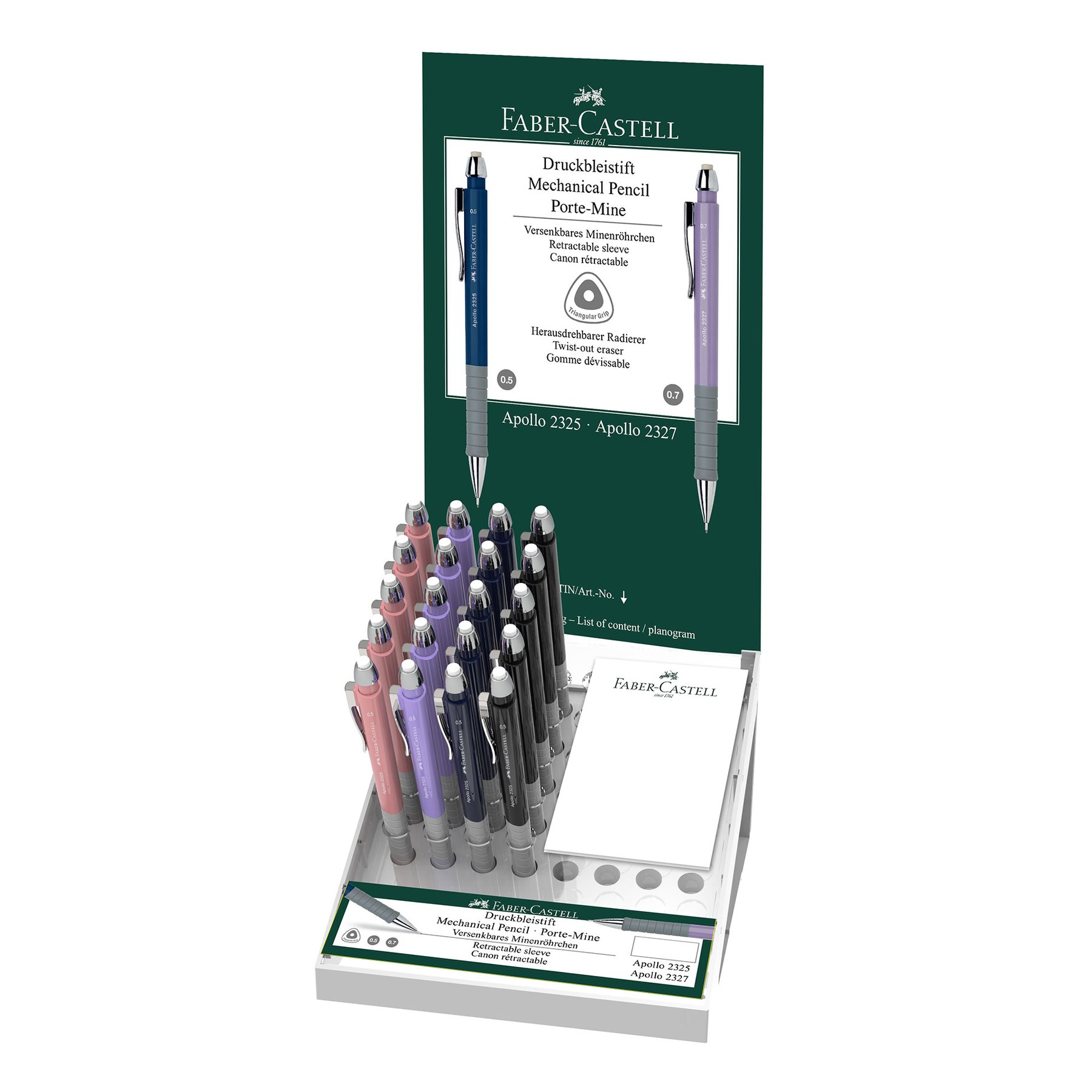 Faber-Castell Apollo Mechanical Pencil, 0.7 mm, 20 pieces in display