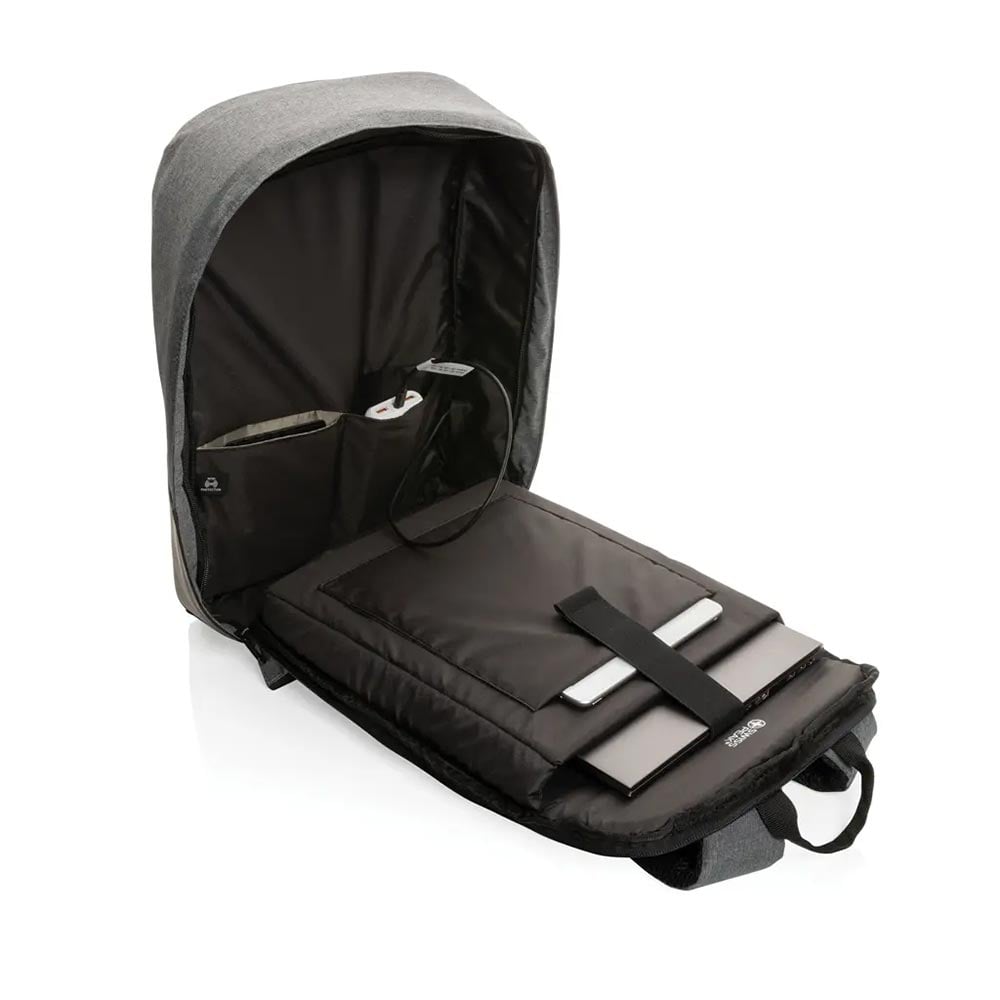Swiss Peak Anti-Theft Laptop Backpack, with RFID Protection, 15.6'', Gray-Black