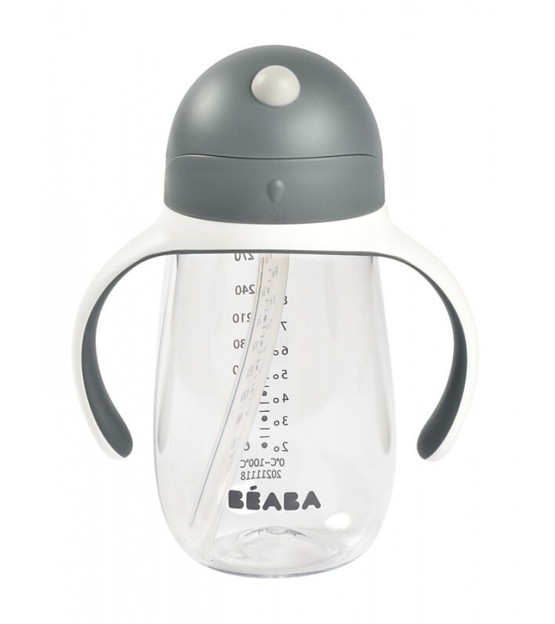 Spill-proof cup with straw 300 ml, gray