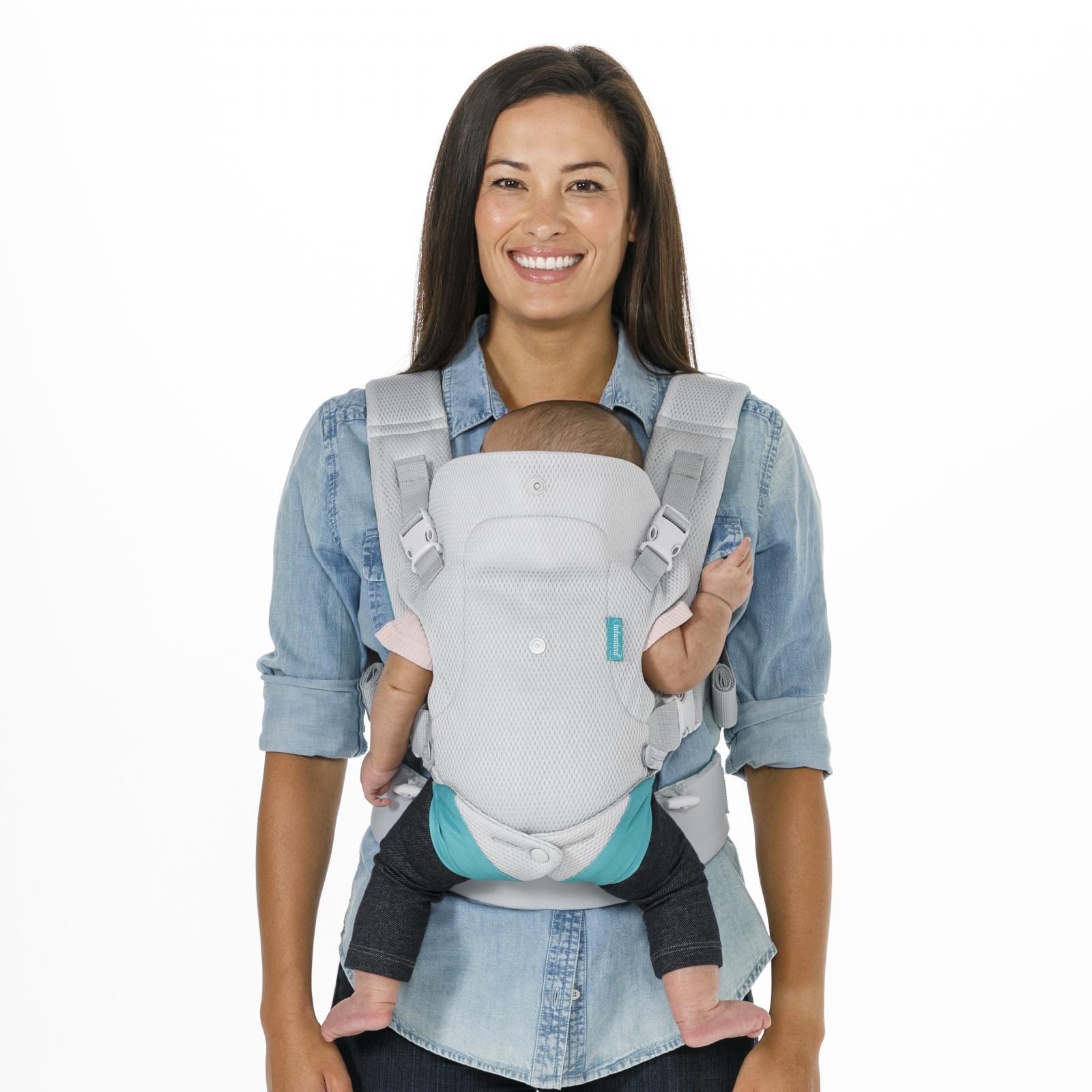 Ergonomic baby carrier, Infantino, Flip 4 in 1, With breathable fabric, Light gray, from 3.6 to 14.5 kg.