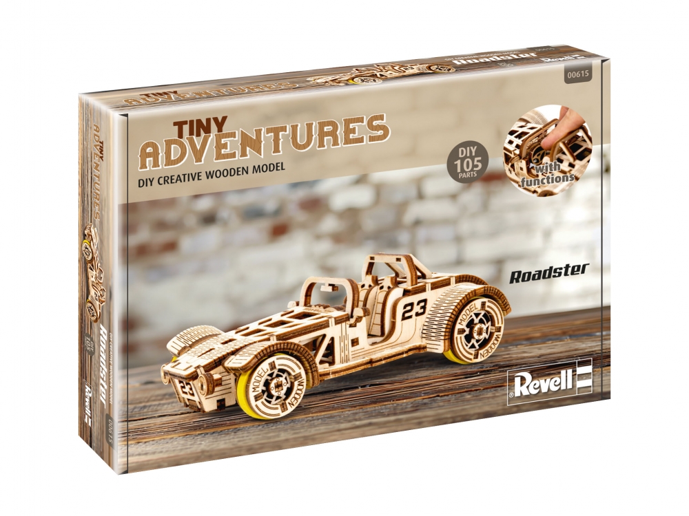 Wooden model kit, Revell, Little Adventures, Roadster, 111 parts