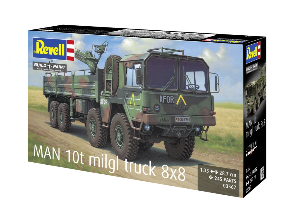 Сглобяем модел, Revell, Военен камион MAN 10t Milgl.8x8, 245 части
