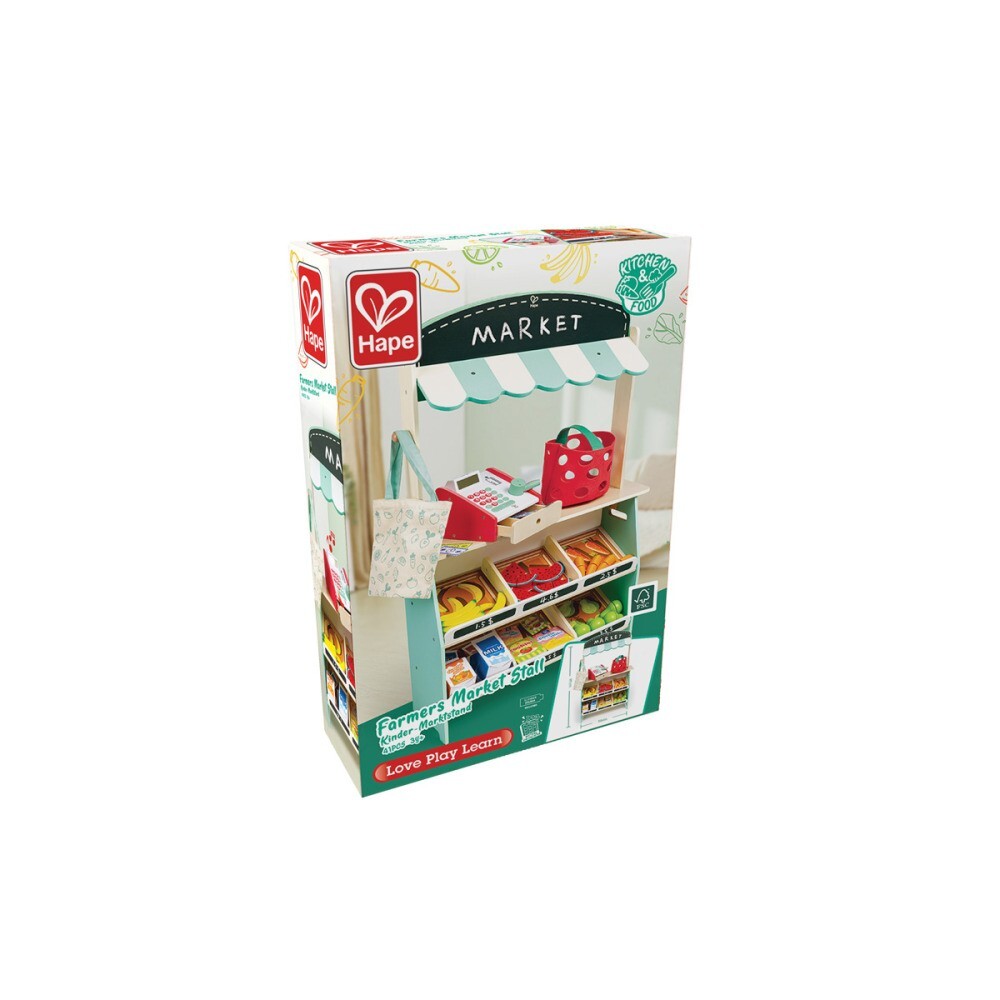 Детски игрален комплект Щанд с фермерски продукти, 41 части