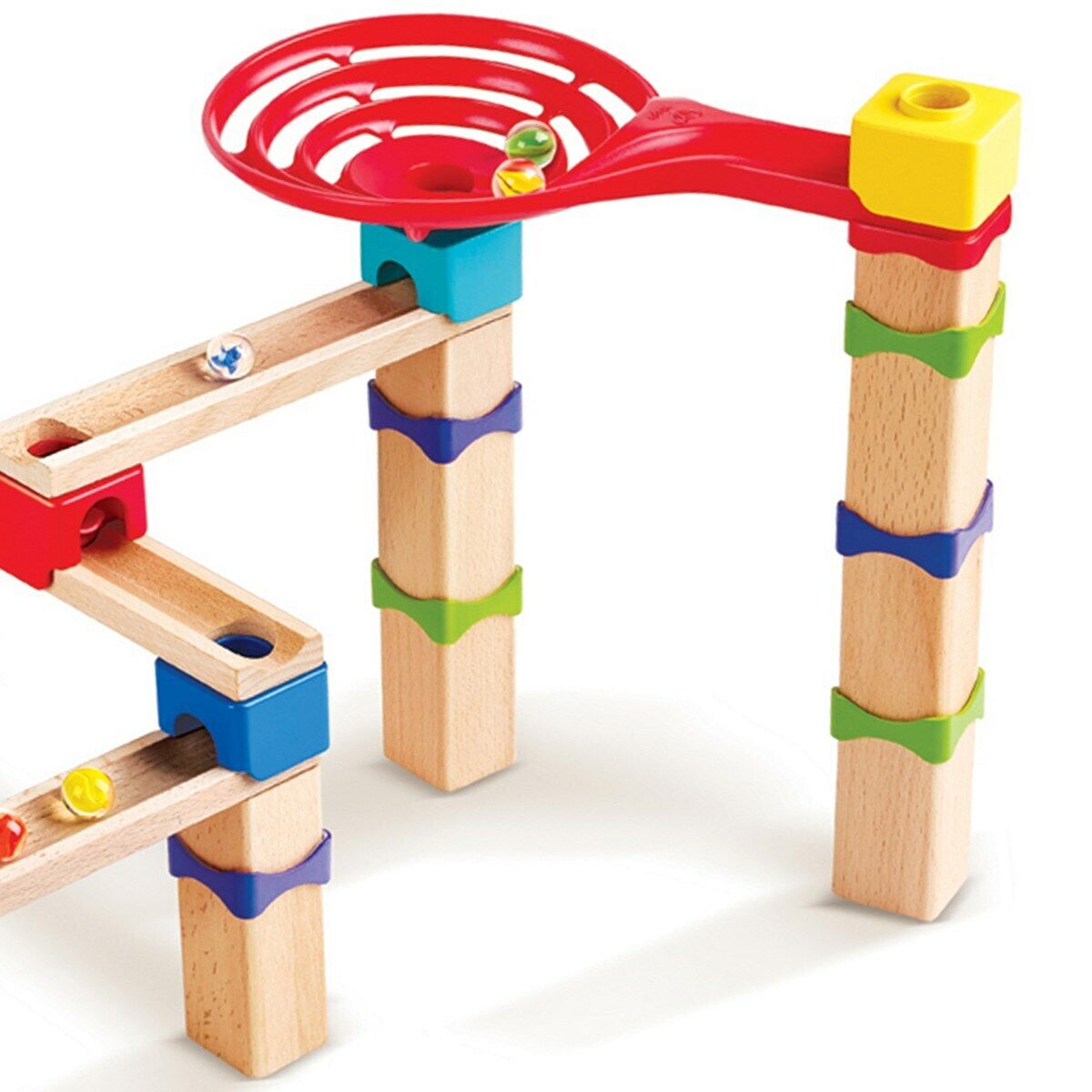 Children’s wooden track with balls and dominoes 2 in 1